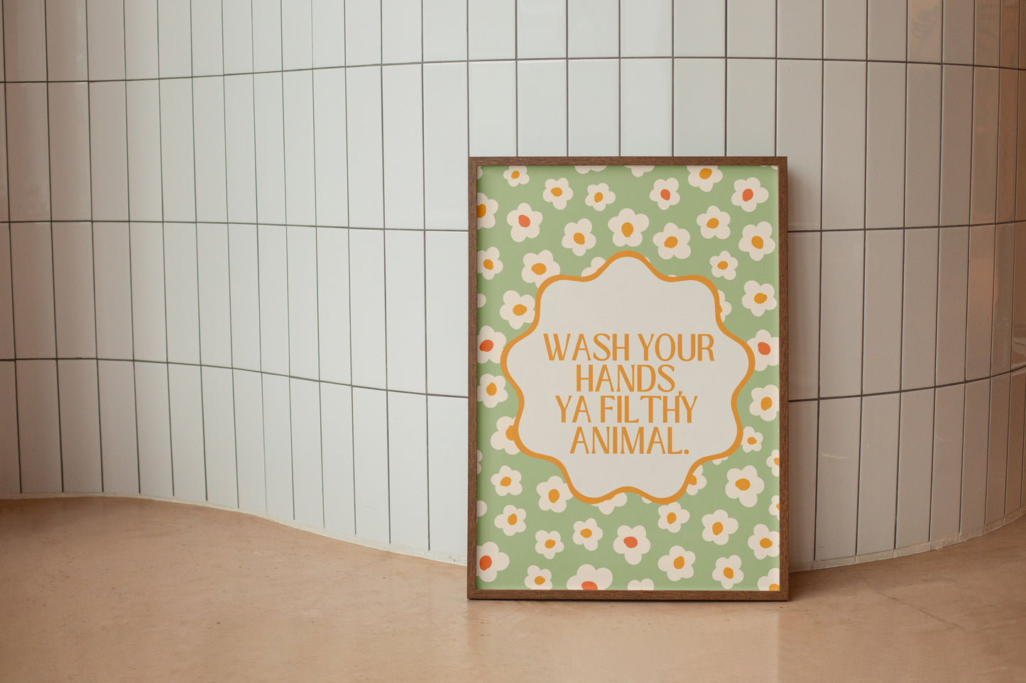 Wash Your Hands You Filthy Animal Cute Bathroom Print - Digital Print