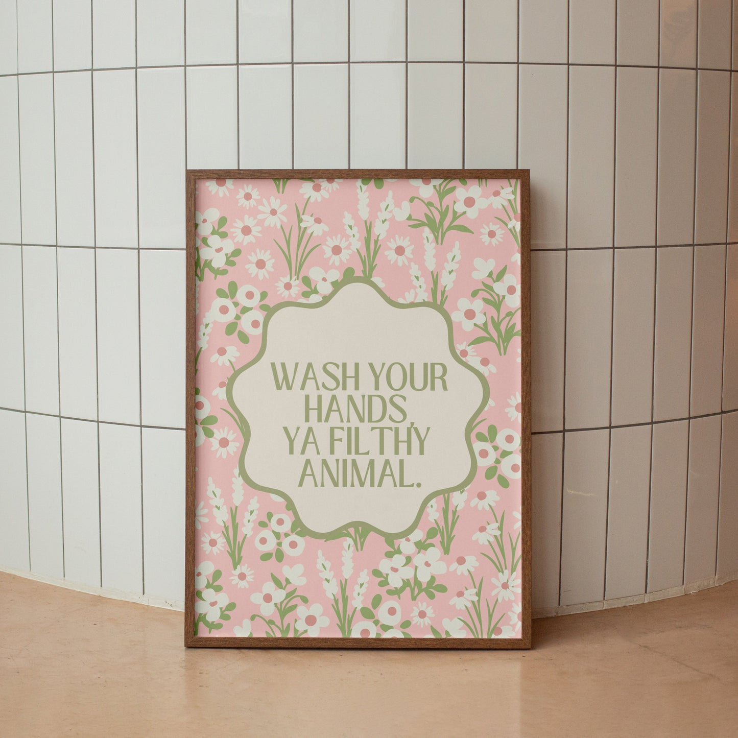Pink Wash Your Hands You Filthy Animal Bathroom Print - Digital Print