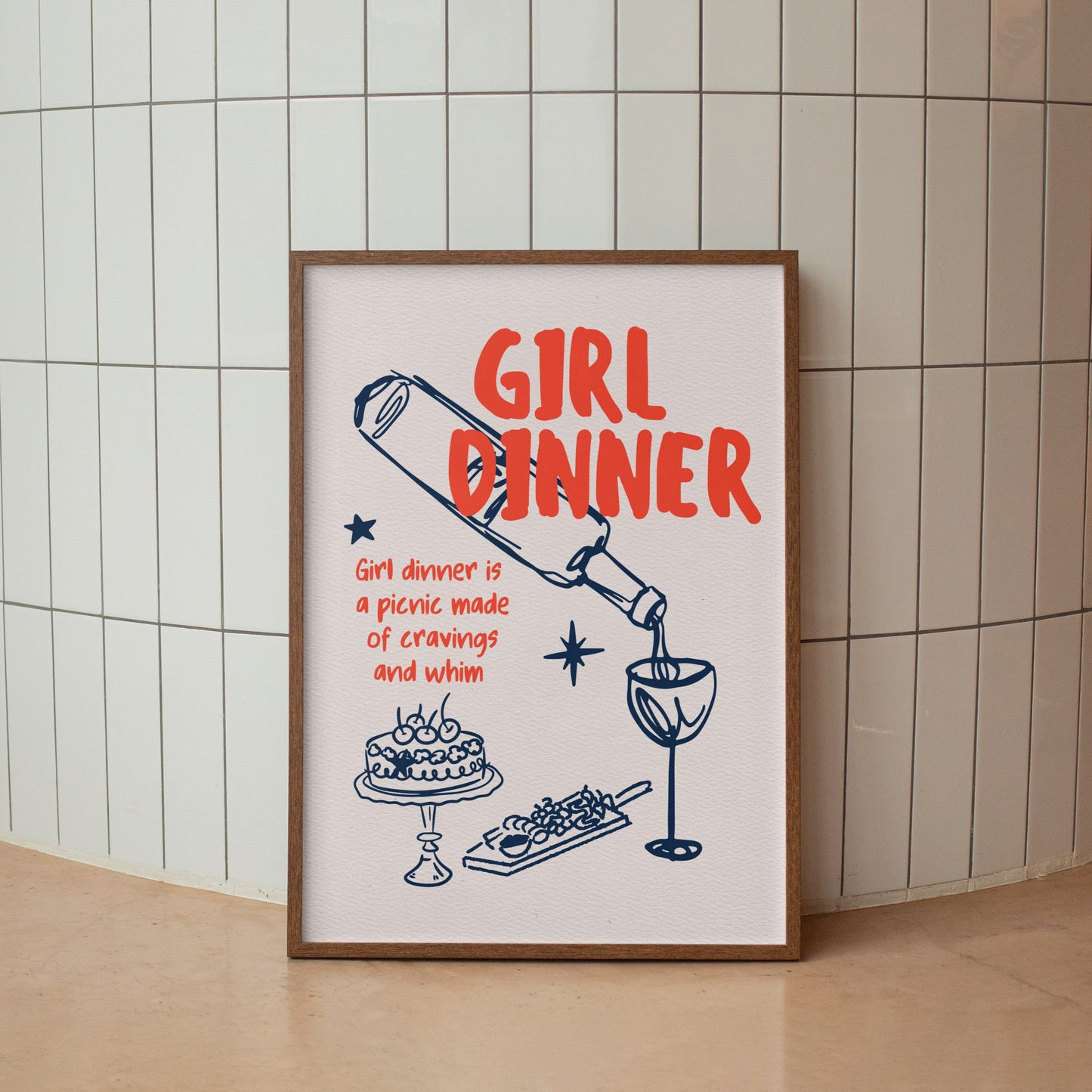 Cute Girl Dinner Art Print - Digital Print
