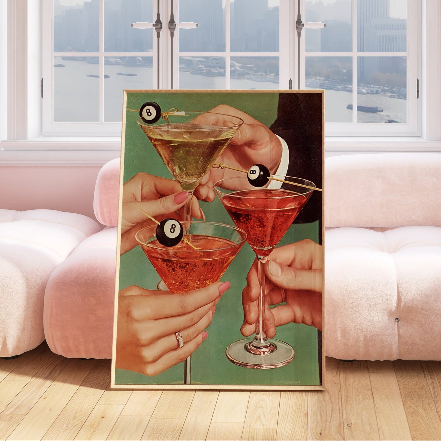 Funky Retro 8-Ball Martini Cocktail Print - Digital Print