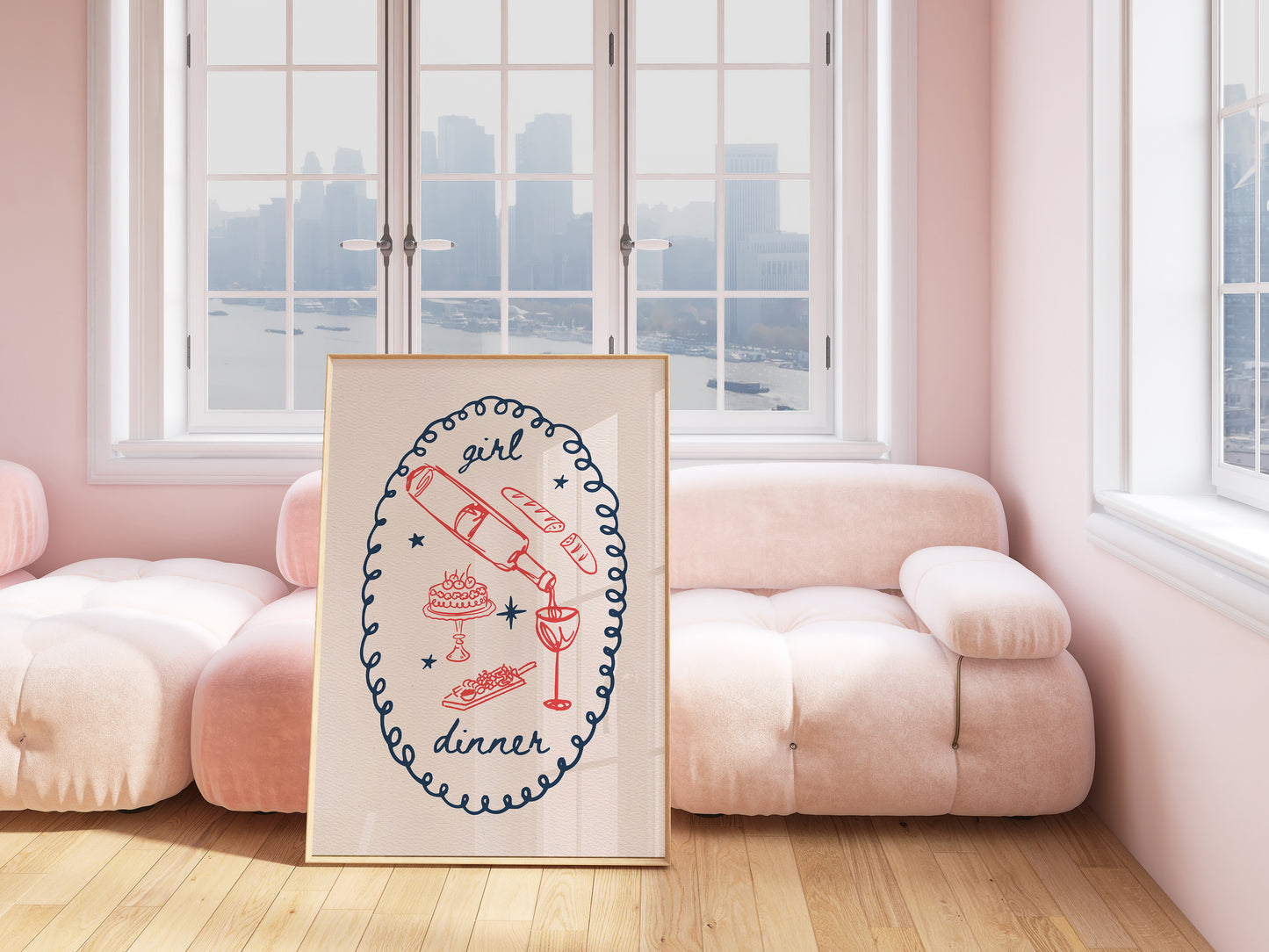 Cute Girl Dinner Art Print - Digital Print