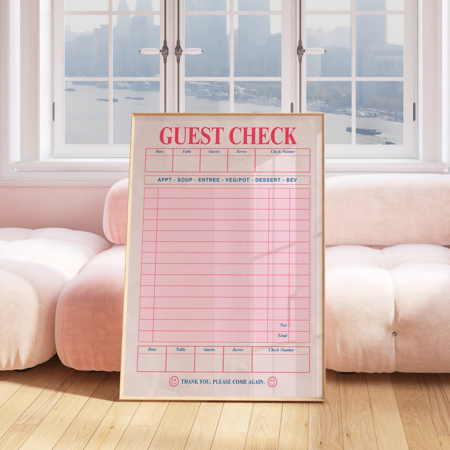 Retro Pink Blank Guest Check - Digital Print
