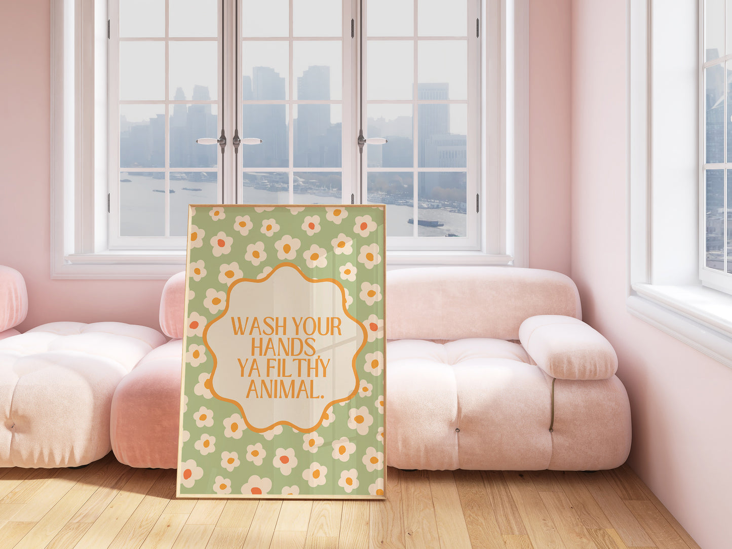 Wash Your Hands You Filthy Animal Cute Bathroom Print - Digital Print