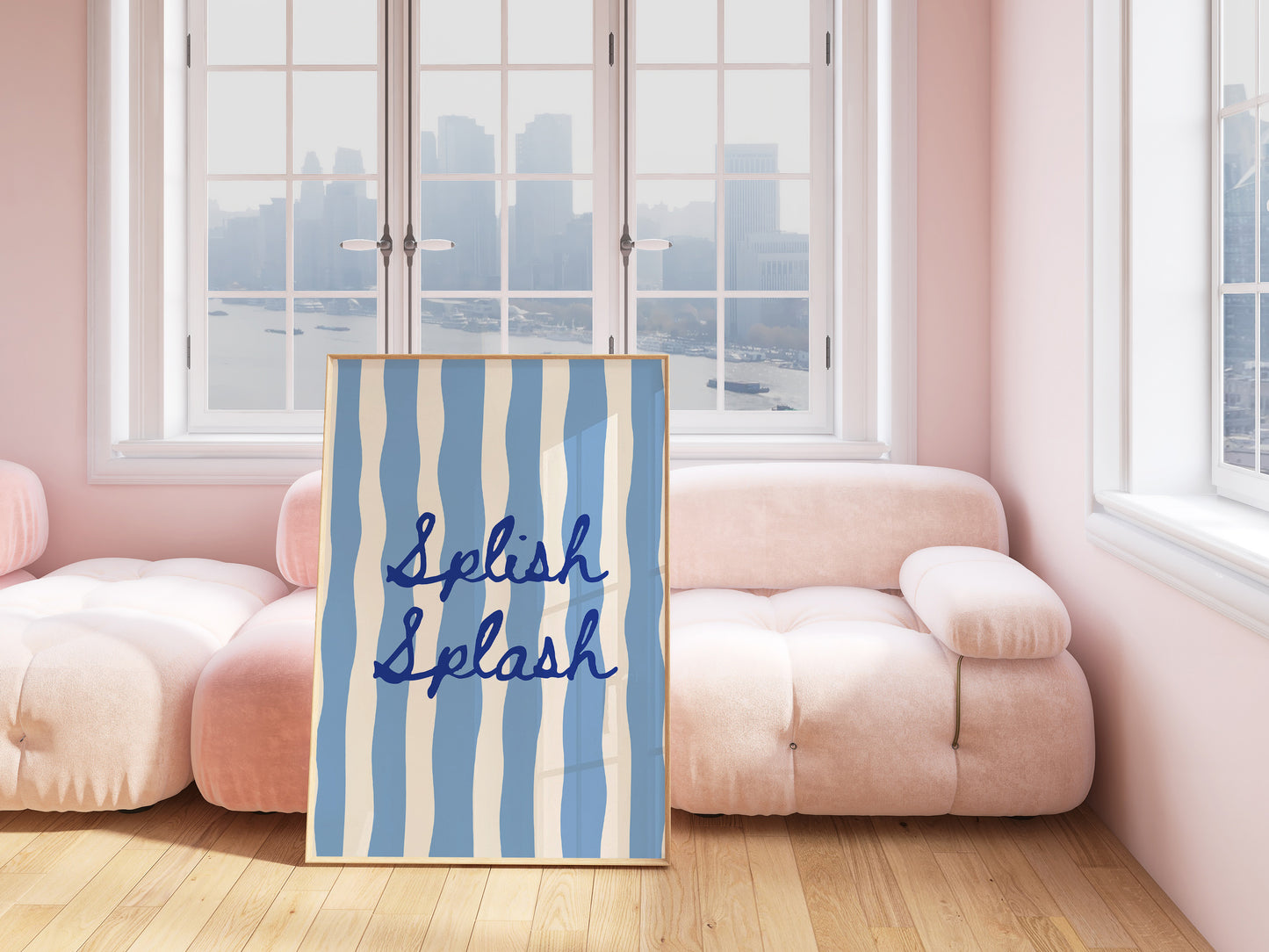 Splish Splash Striped Bathroom Print - Digital Print