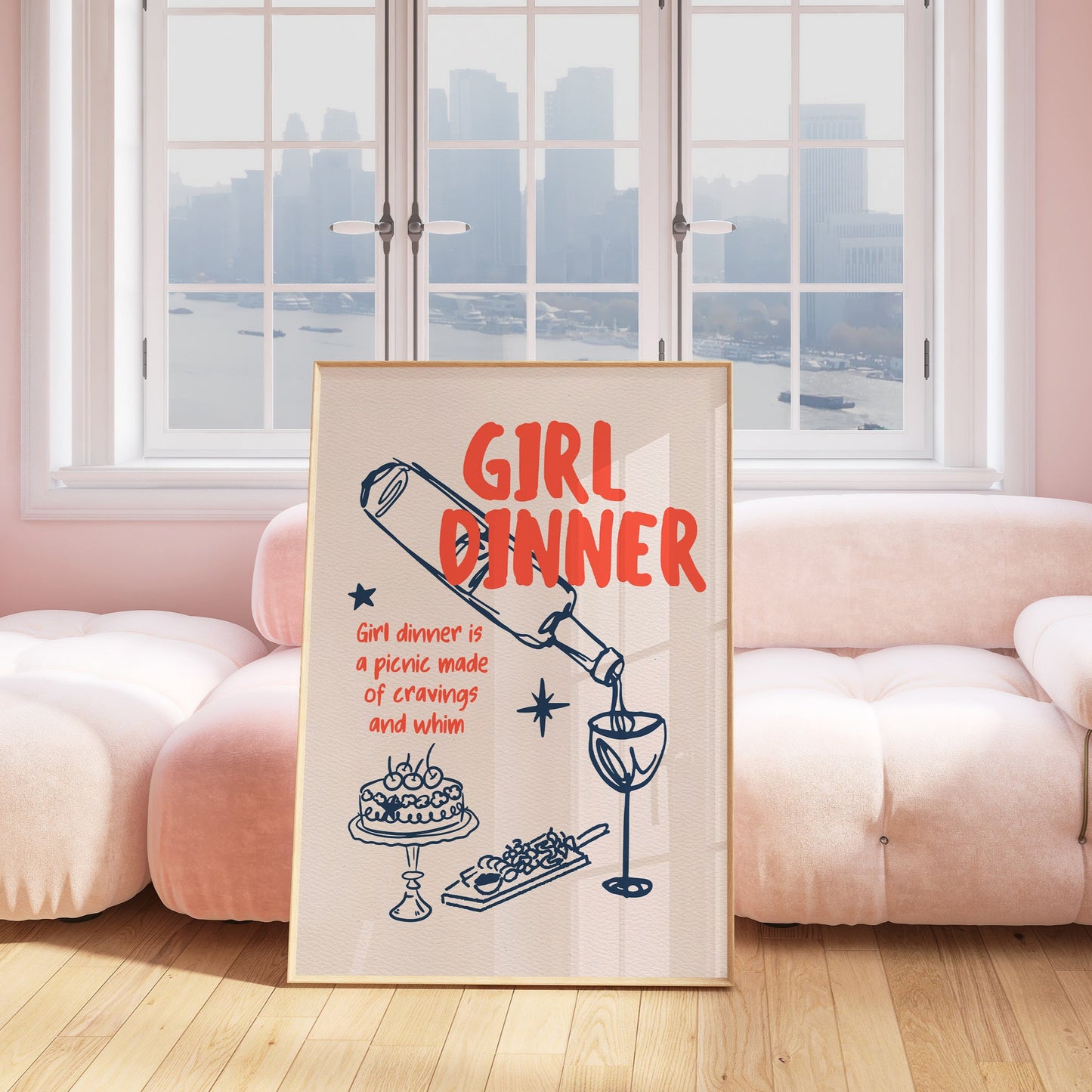 Cute Girl Dinner Art Print - Digital Print