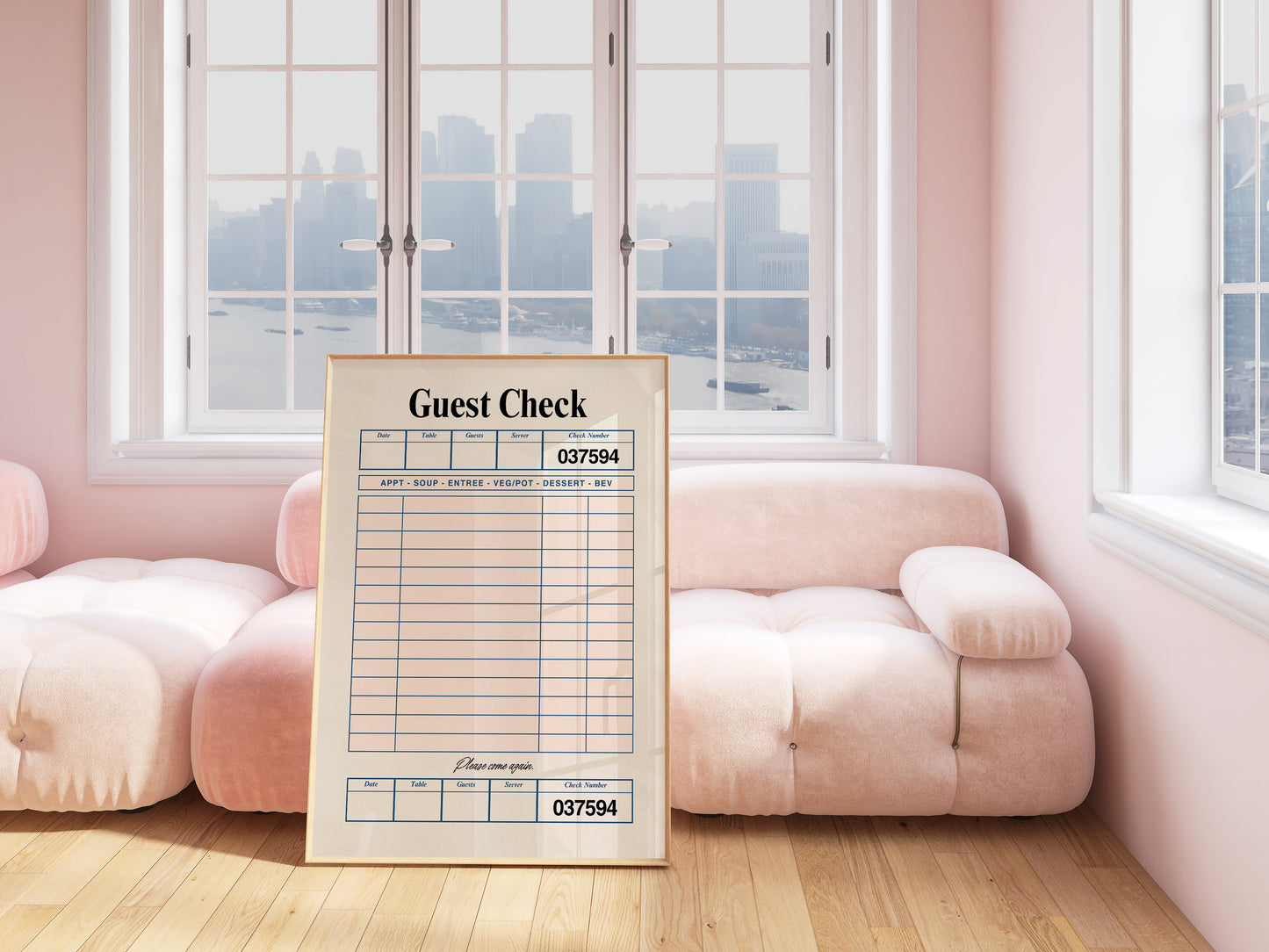 Black Retro Blank Guest Check - Digital Print