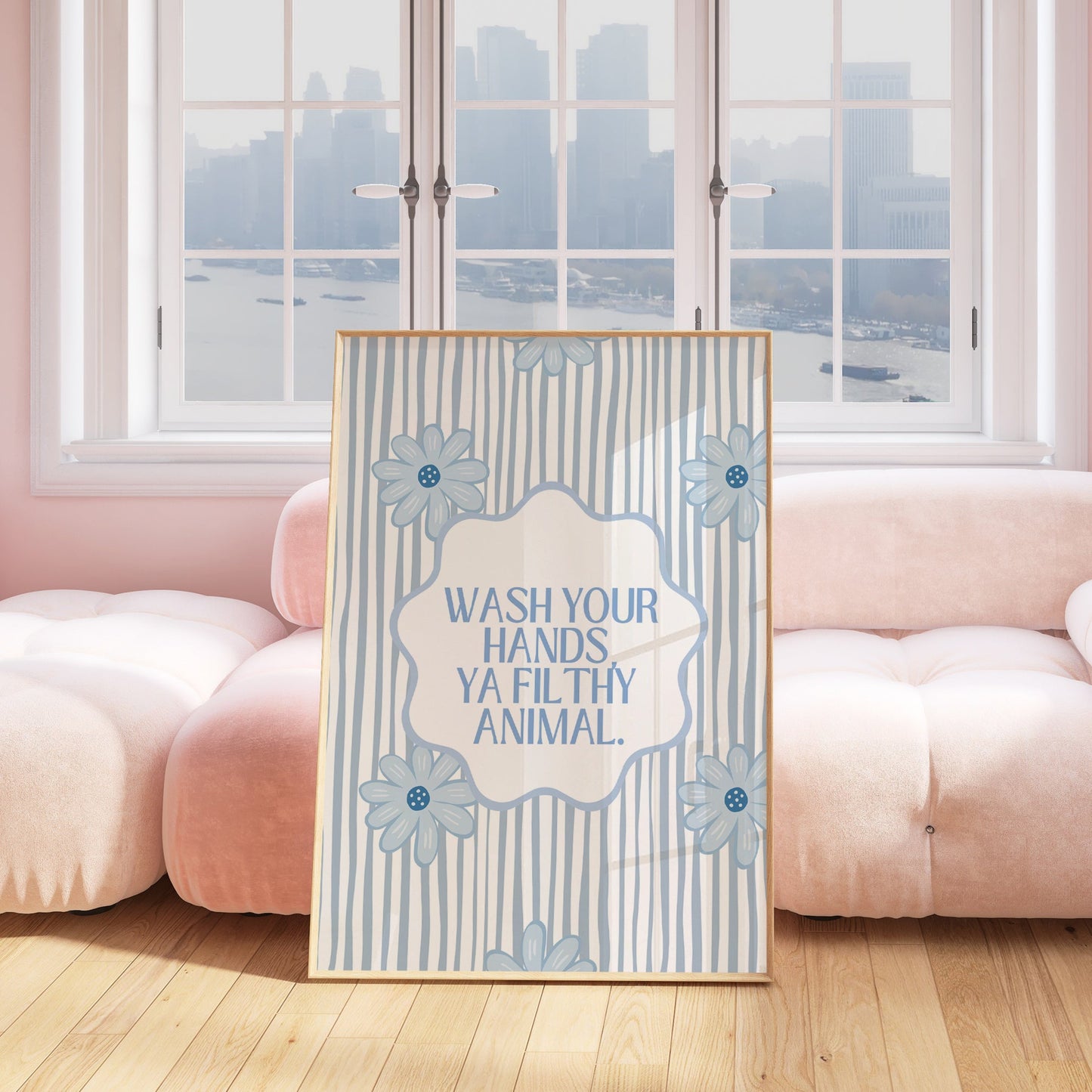 Blue Wash Your Hands You Filthy Animal Bathroom Print - Digital Print