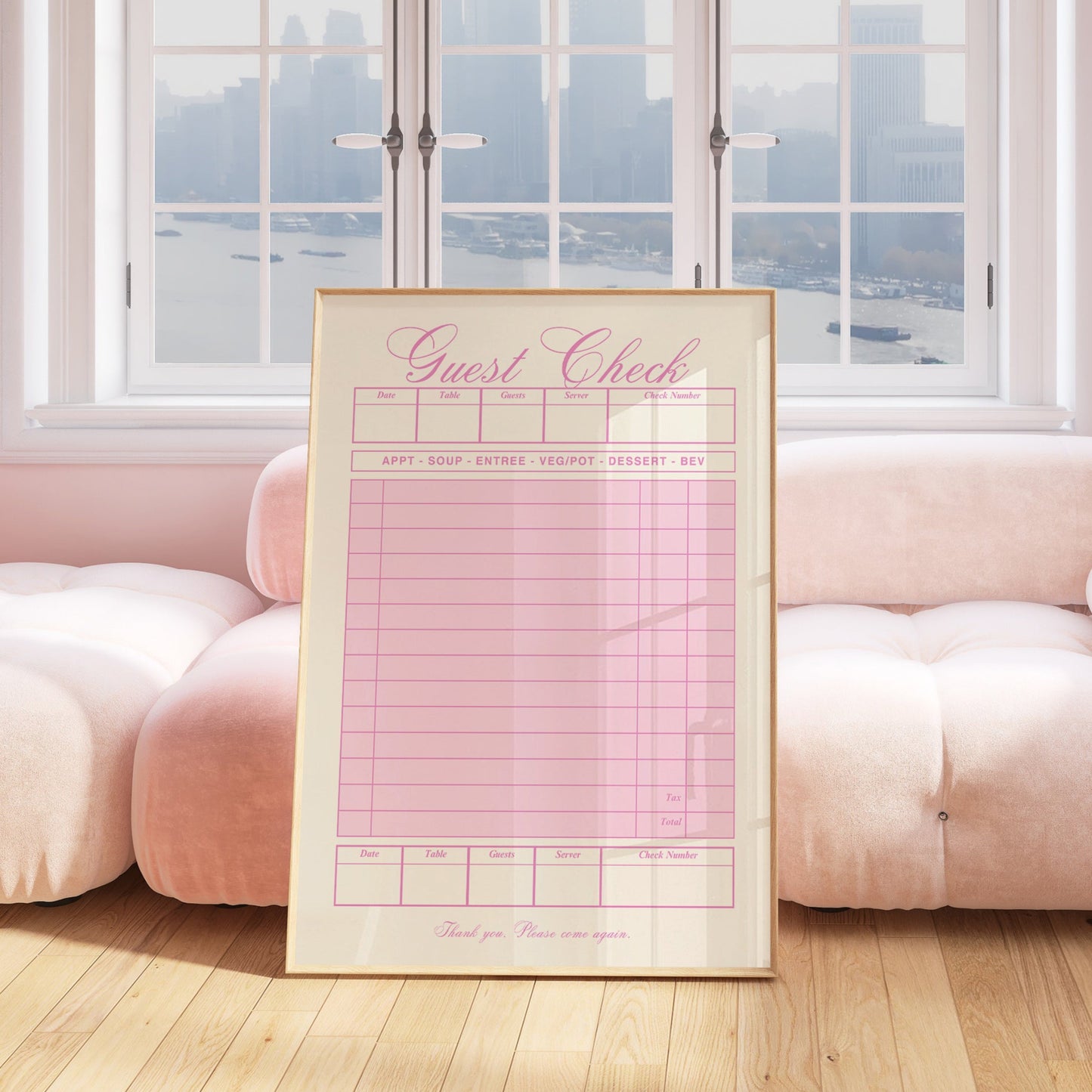 Retro Pink Blank Guest Check - Digital Print
