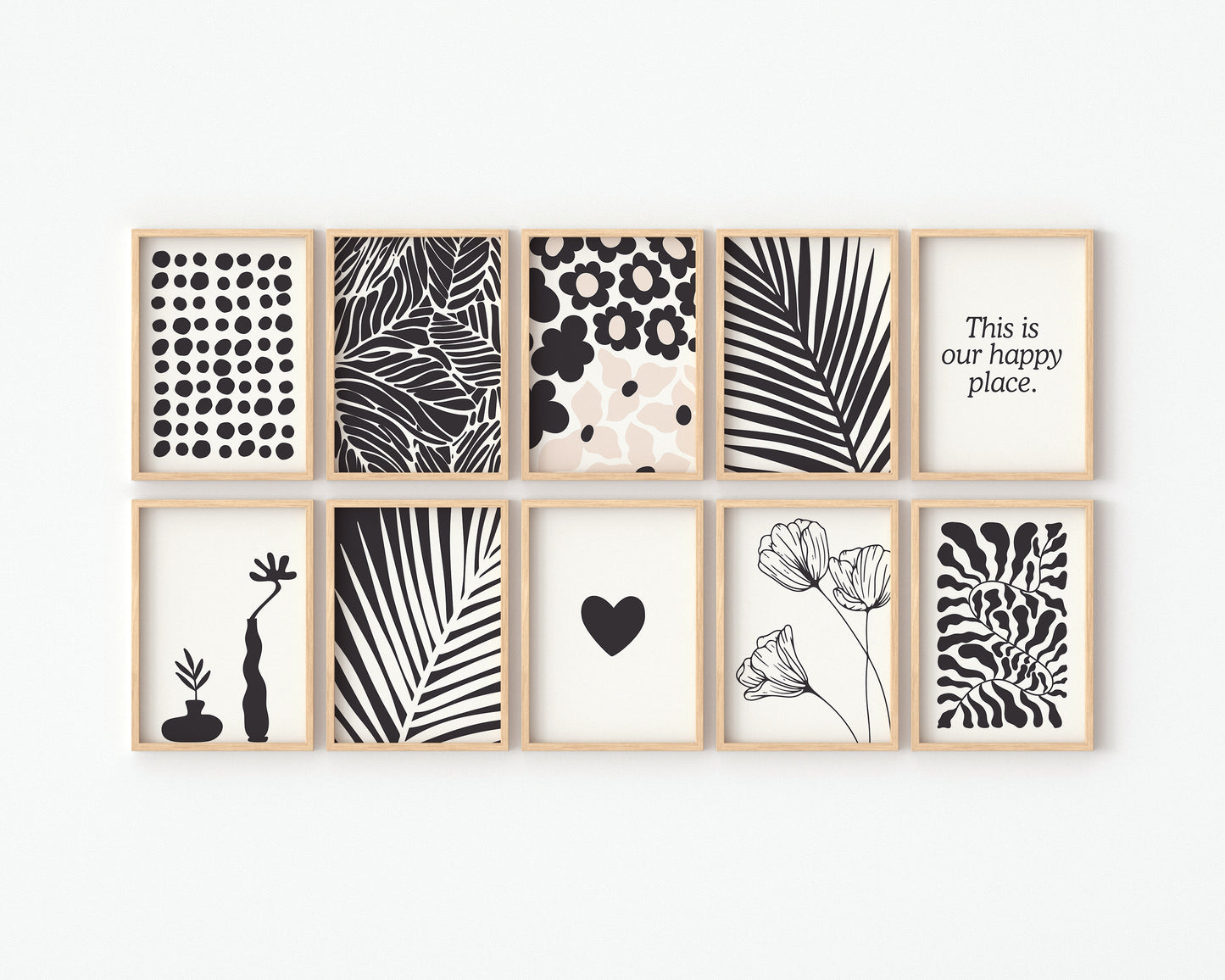 Black & White Abstract Wall Art Set of 10 | Abstract Botanical & Flower Art | Digital Prints