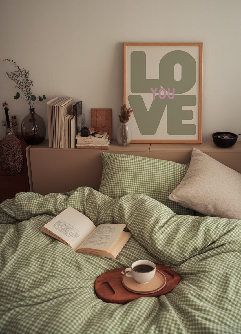 Sage Green Love You Typography Art - Digital Print