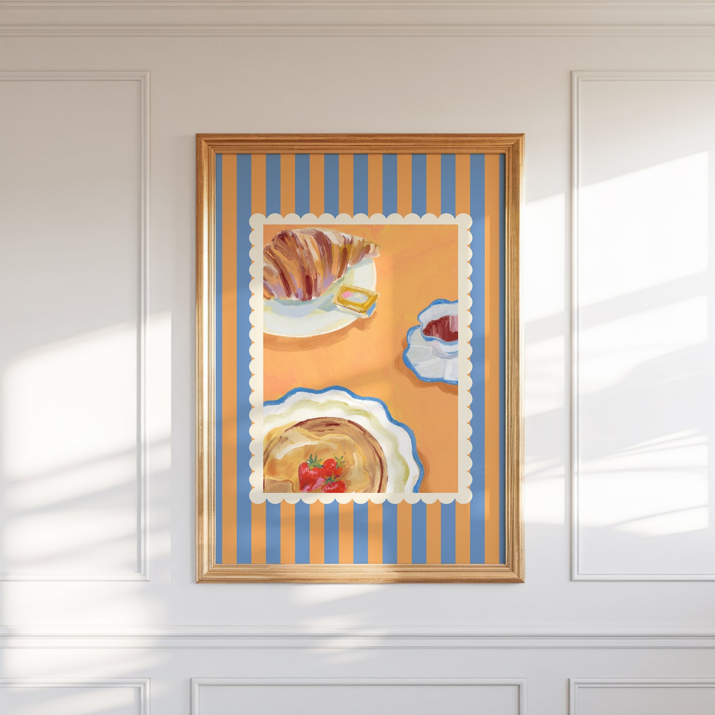 Striped Breakfast Art Print - Digital Print