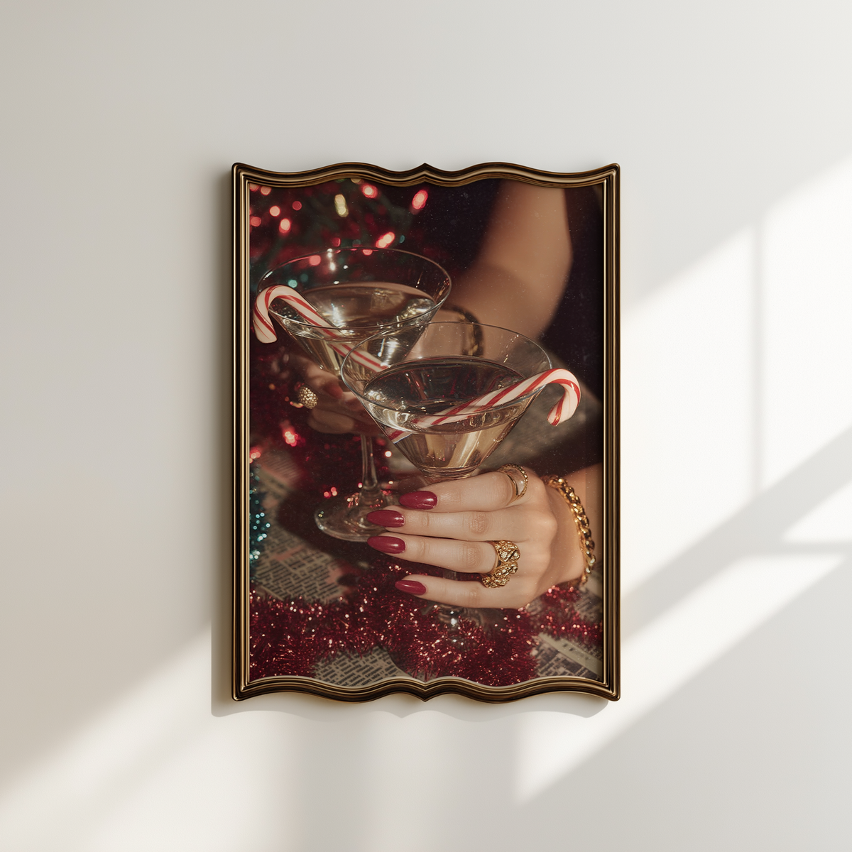 Candy Cane Martini Christmas Print Set of 3