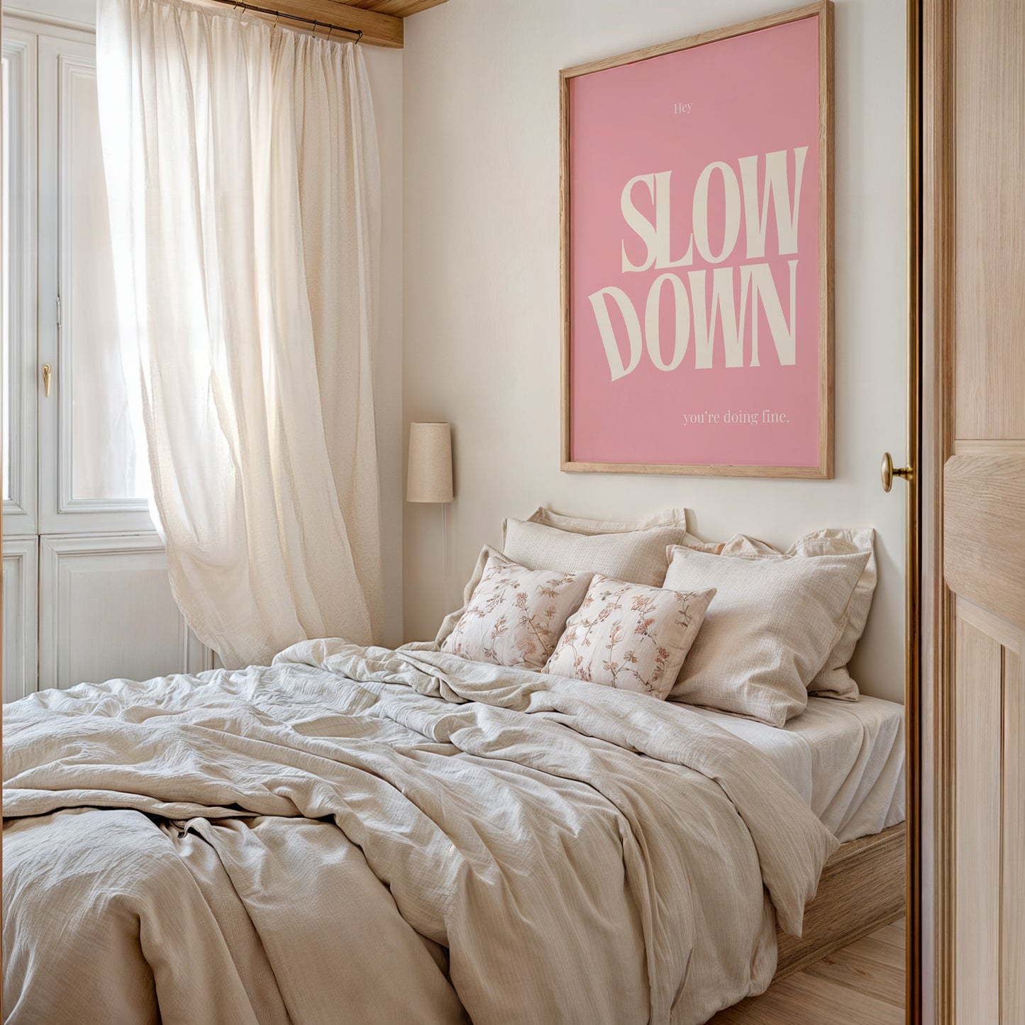 Slow Down You Are Doing Fine Pink Empowerment Art - Digital Print