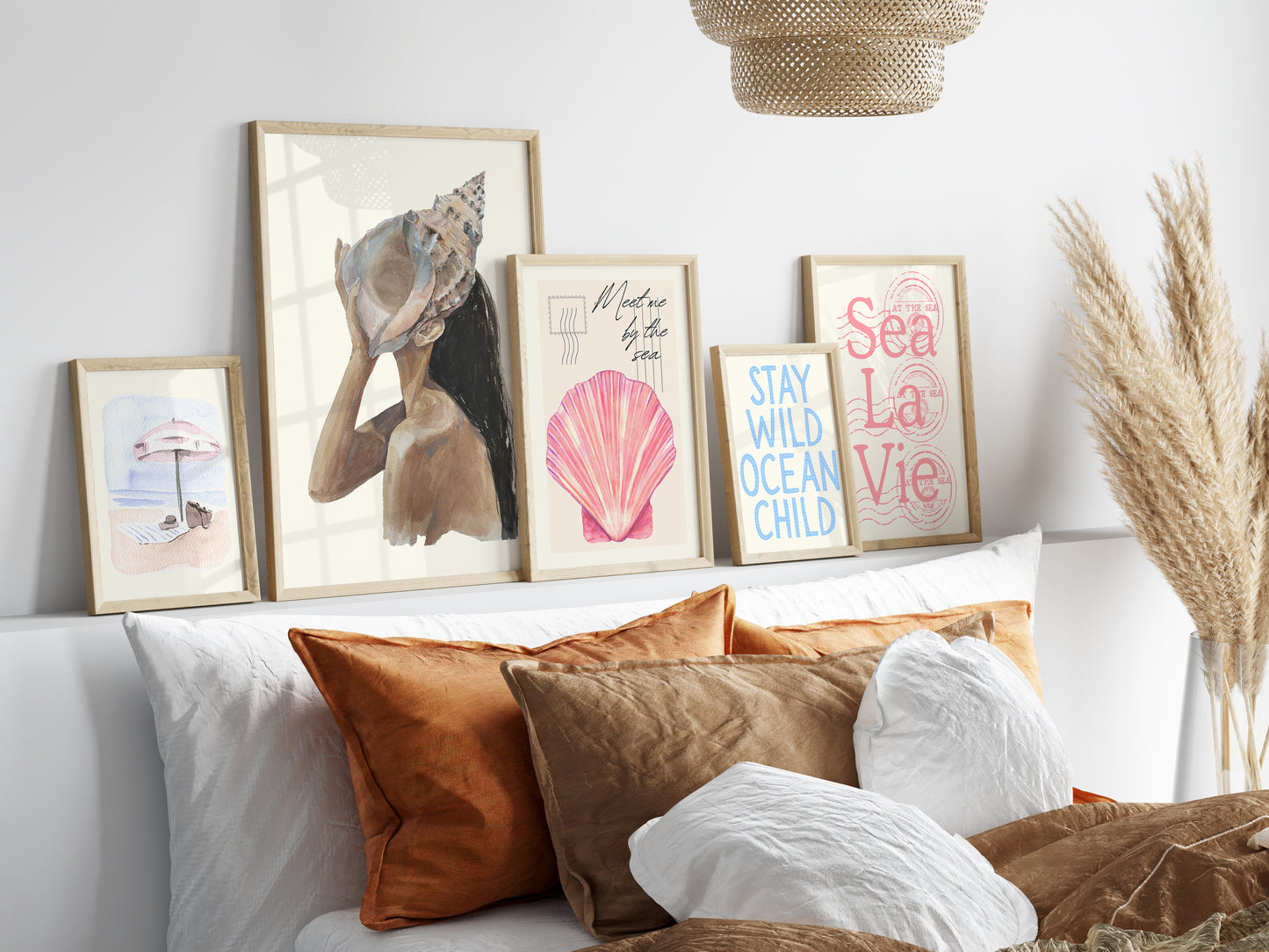 Dreamy Coastal Beach Gallery Set of 5 Prints - Digital Print