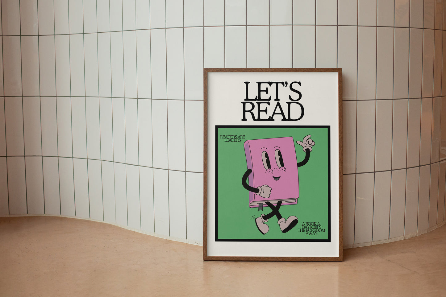 Cute Retro Book Character Classroom Art - Digital Print