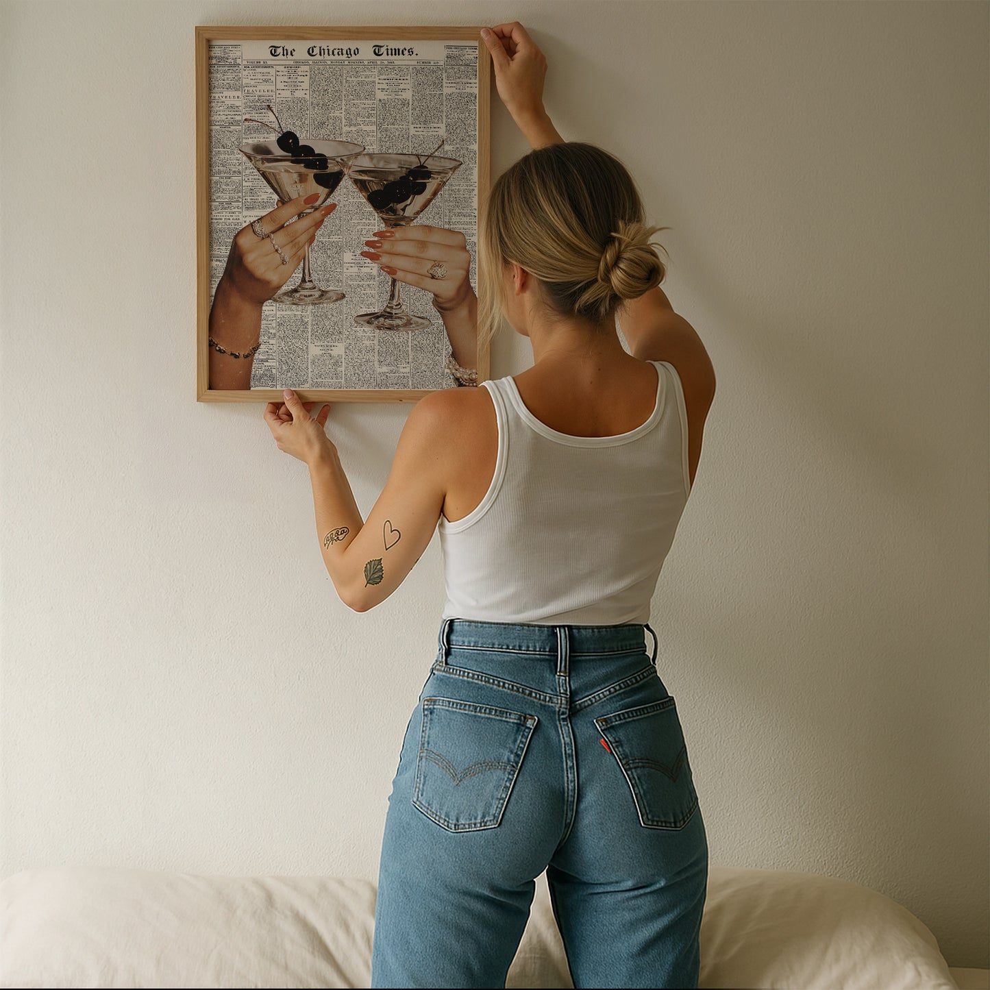 Retro Cherry Martini Newspaper Print - Digital Print