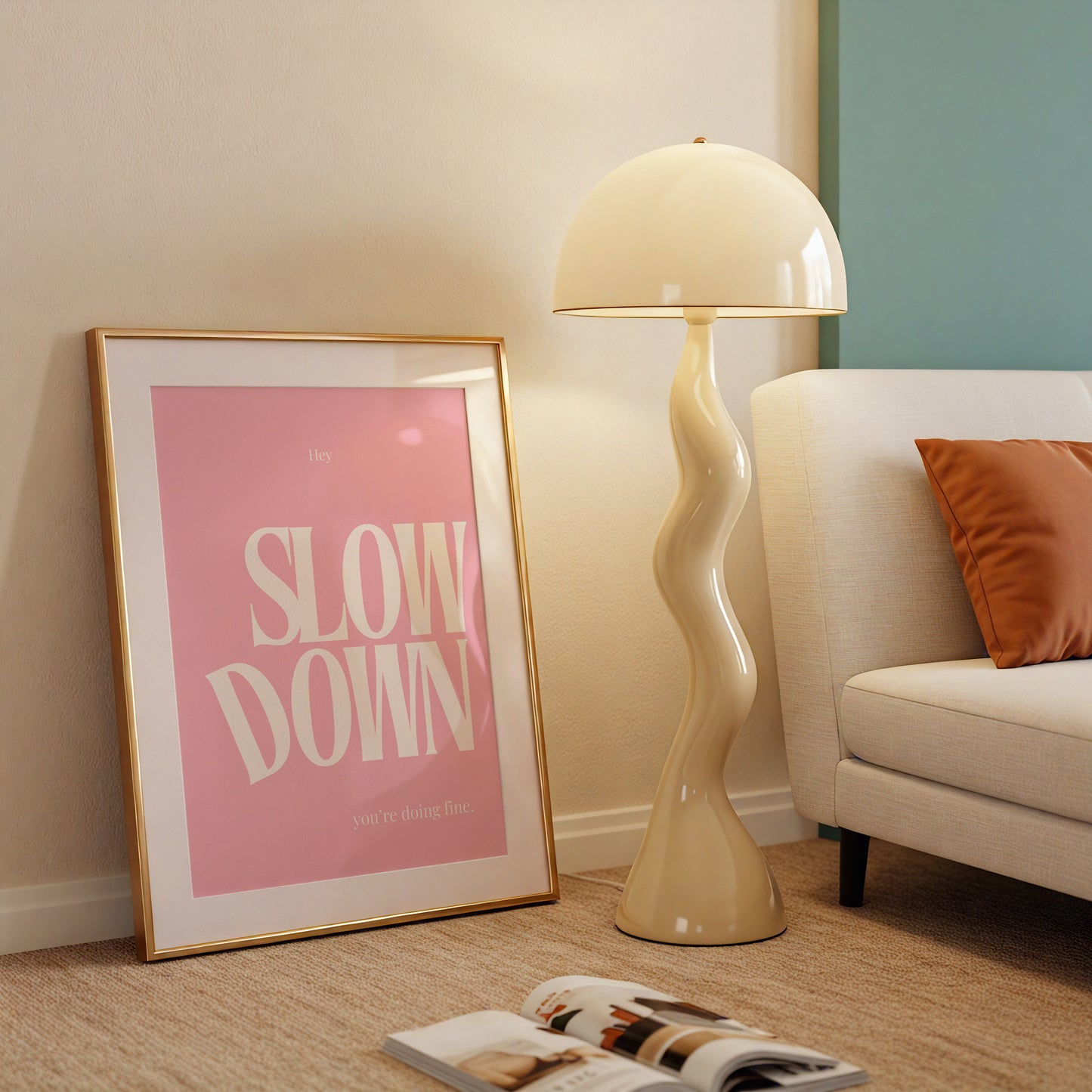 Slow Down You Are Doing Fine Pink Empowerment Art - Digital Print