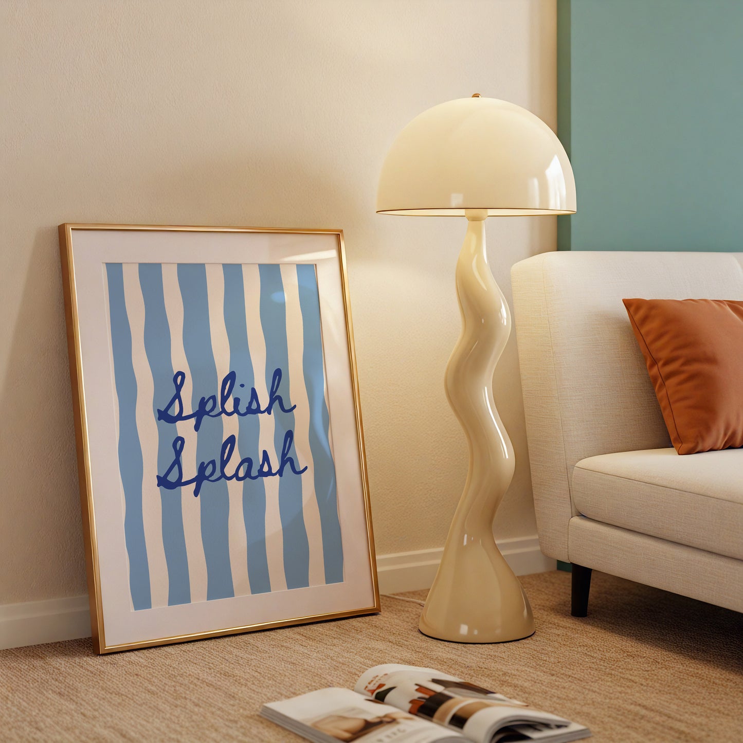 Splish Splash Striped Bathroom Print - Digital Print