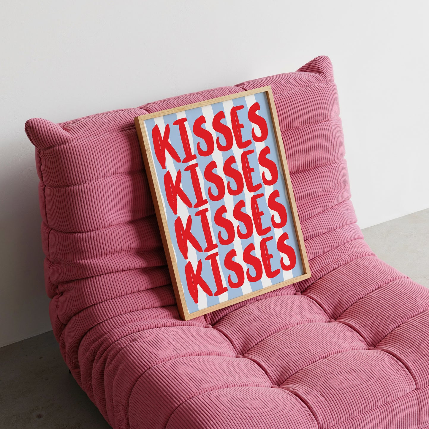 Red & Blue Striped Striped Kisses Print - Digital Print