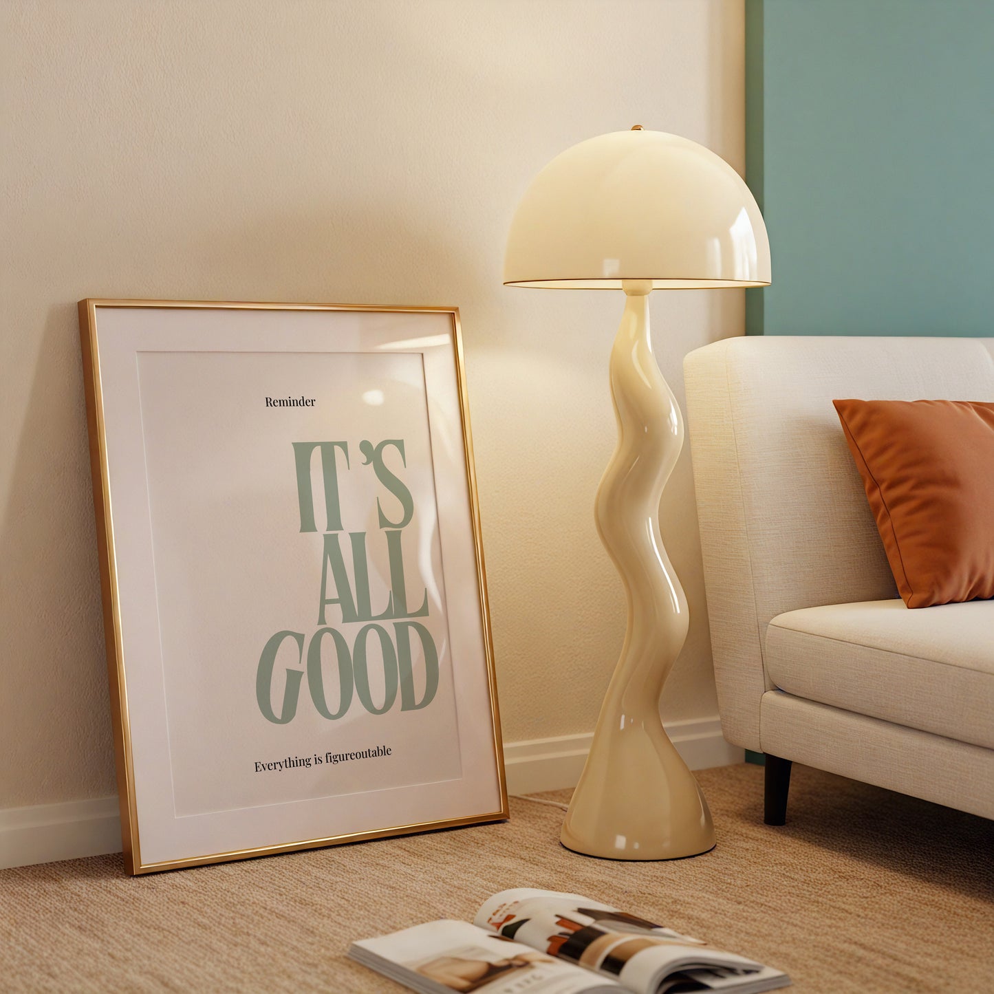 Sage Green It's All Good Typography Art - Empowerment Print - Digital Print