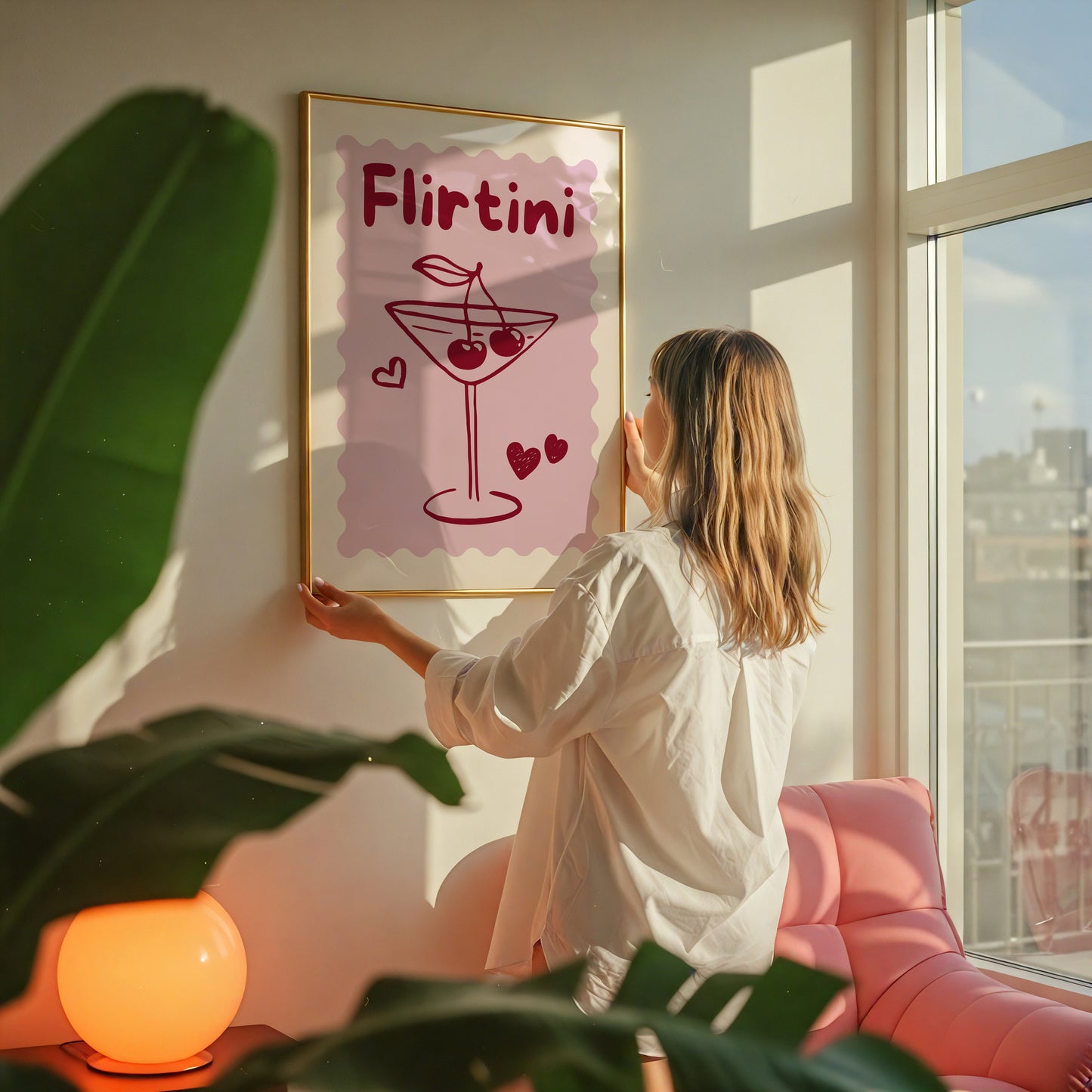 Pink Flirtini Cocktail Art Print - Digital Print