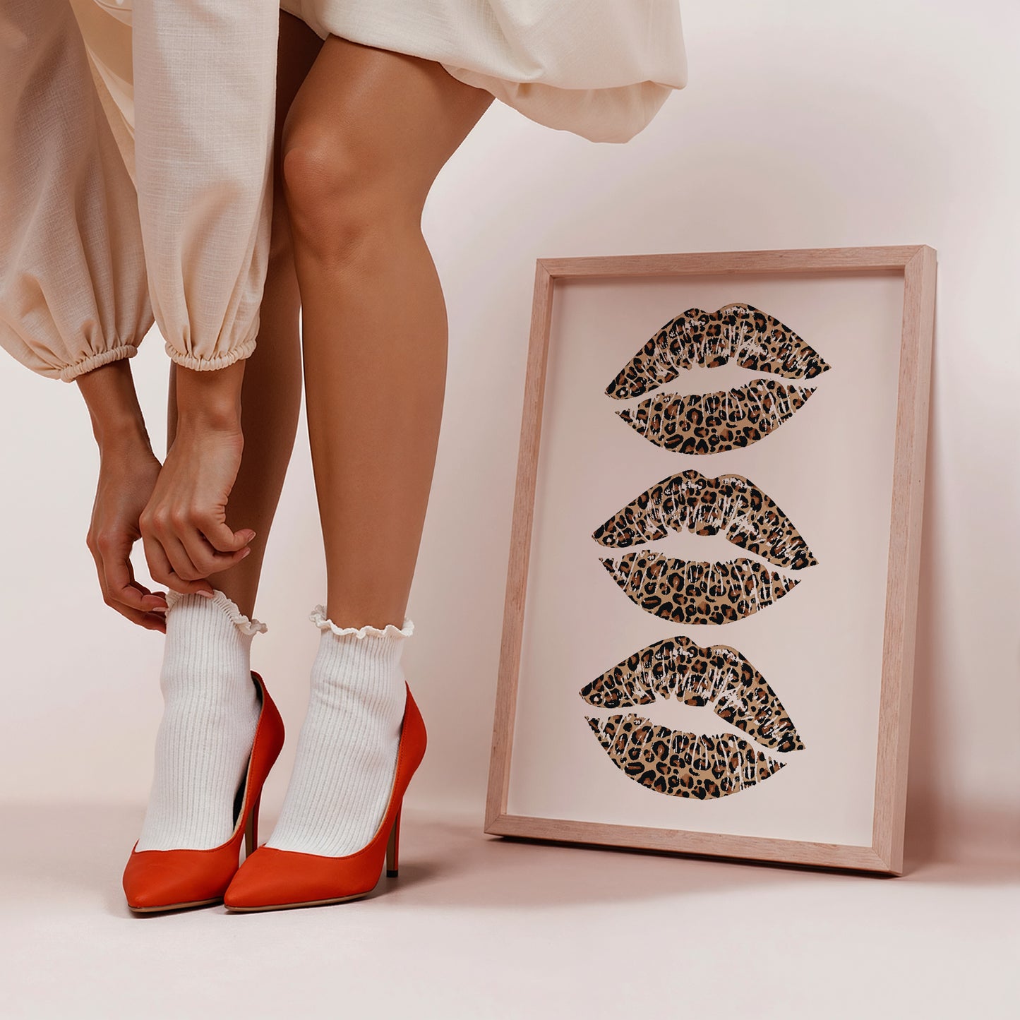 Leopard Lips Art Set of 3 Gallery Prints - Digital Print