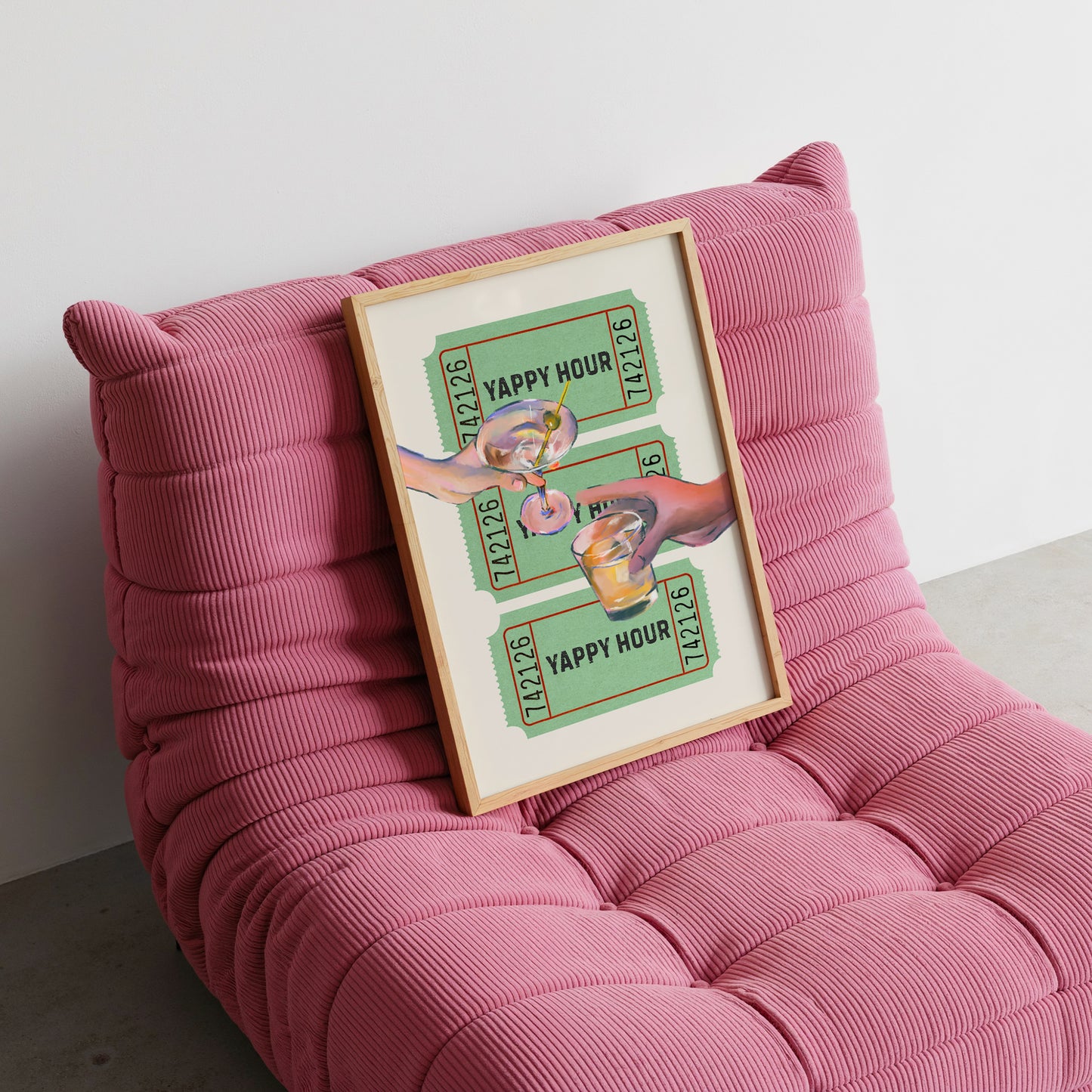 Yappy Hour Retro Drink Ticket Cocktail Art Poster - Digital Print