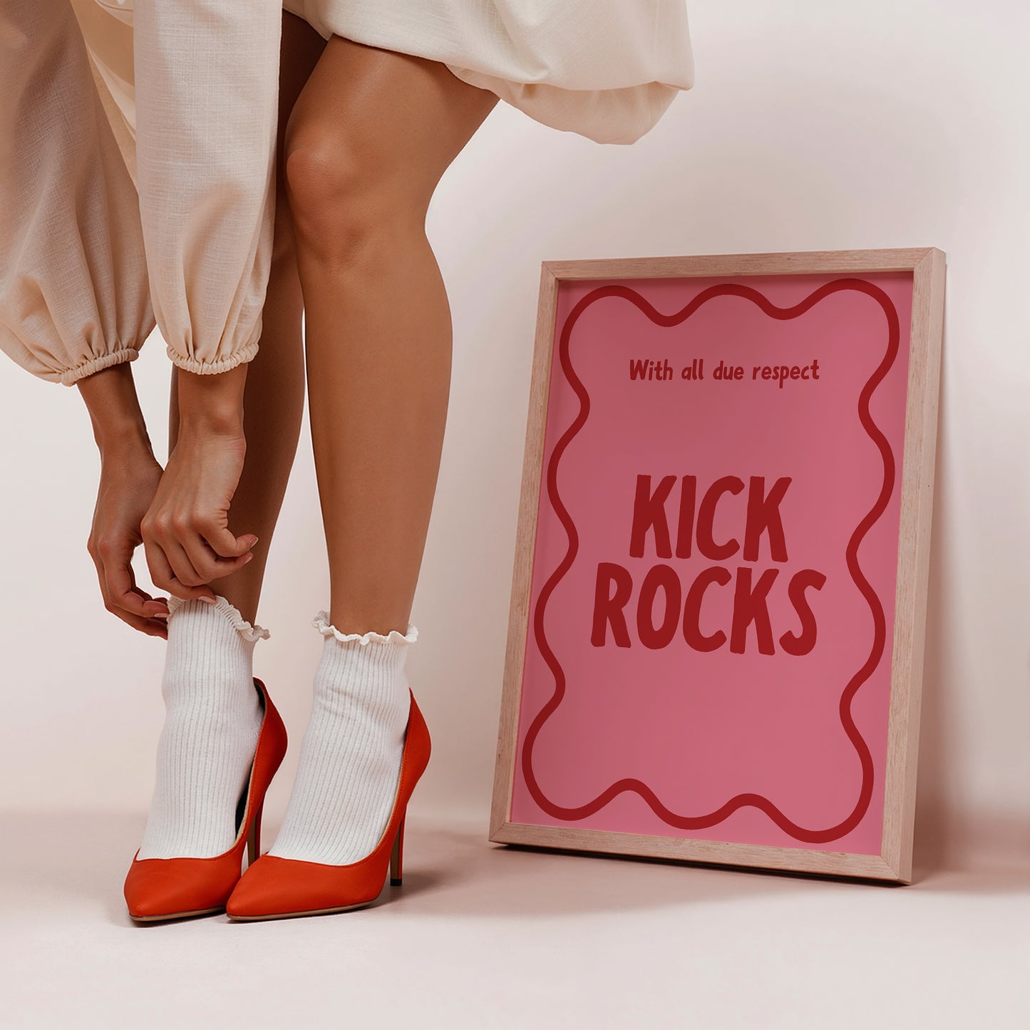 With All Due Respect Kick Rocks Funny Art - Digital Print