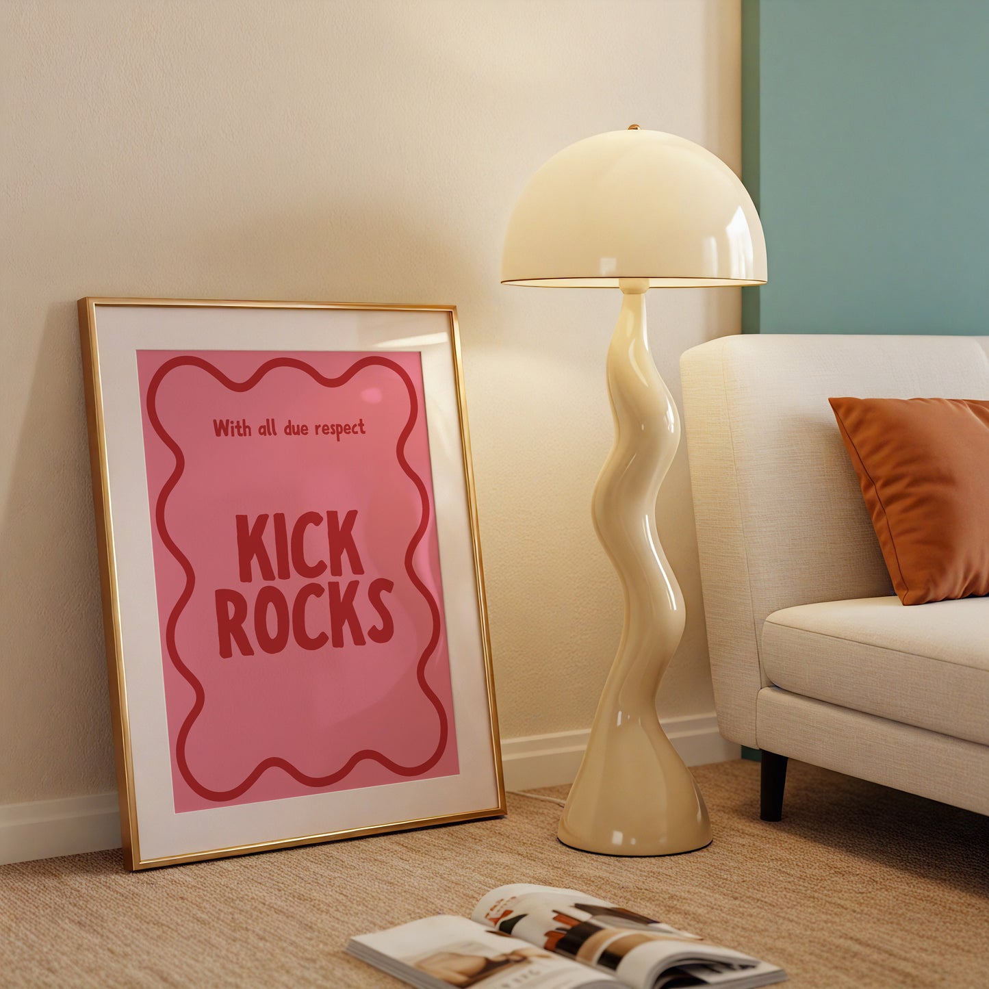 With All Due Respect Kick Rocks Funny Art - Digital Print