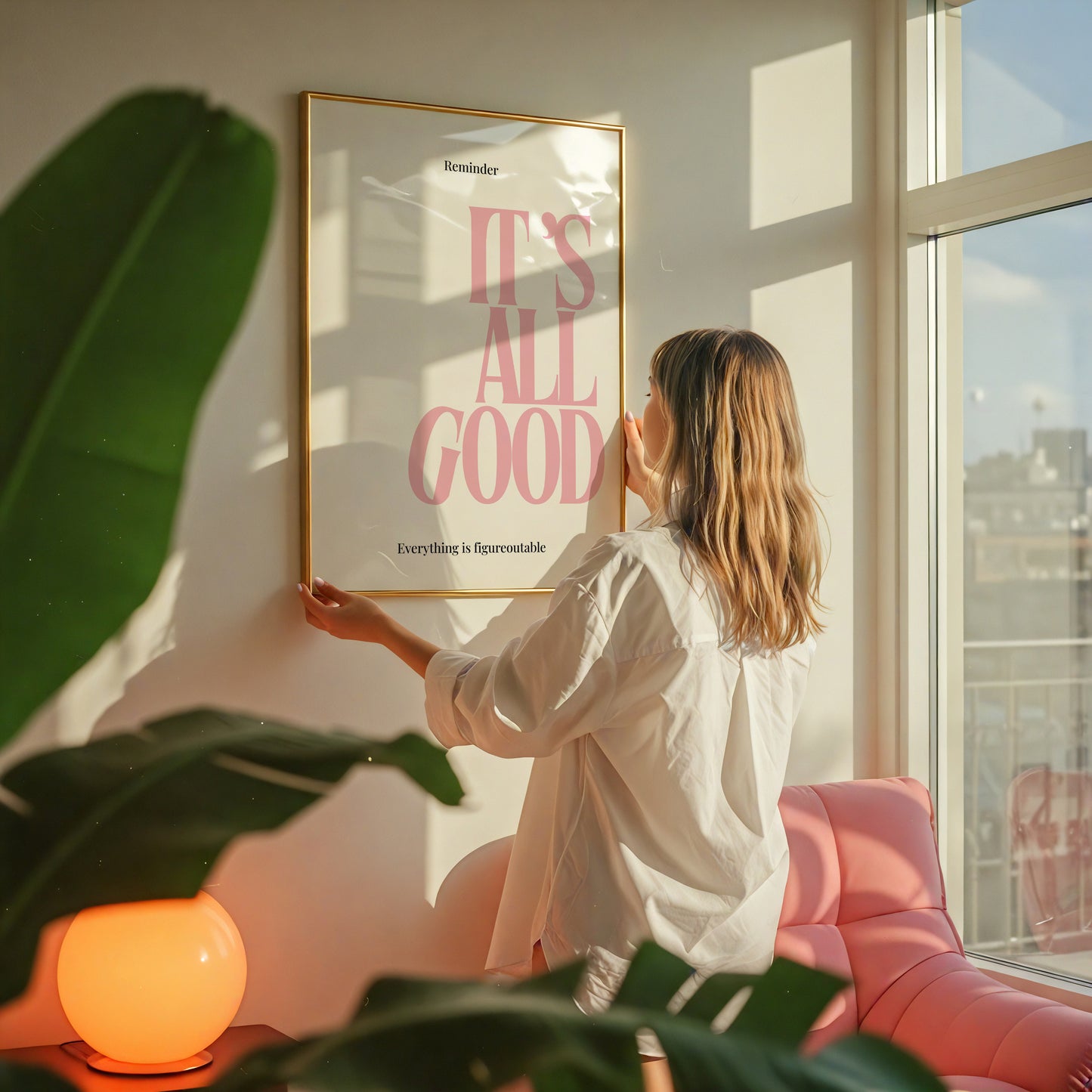 Pink It's All Good Typography Art - Empowerment Print - Digital Print
