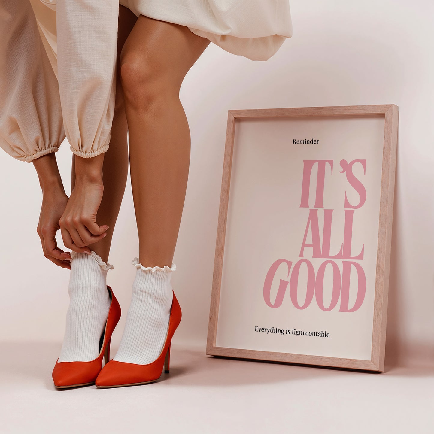 Pink It's All Good Typography Art - Empowerment Print - Digital Print