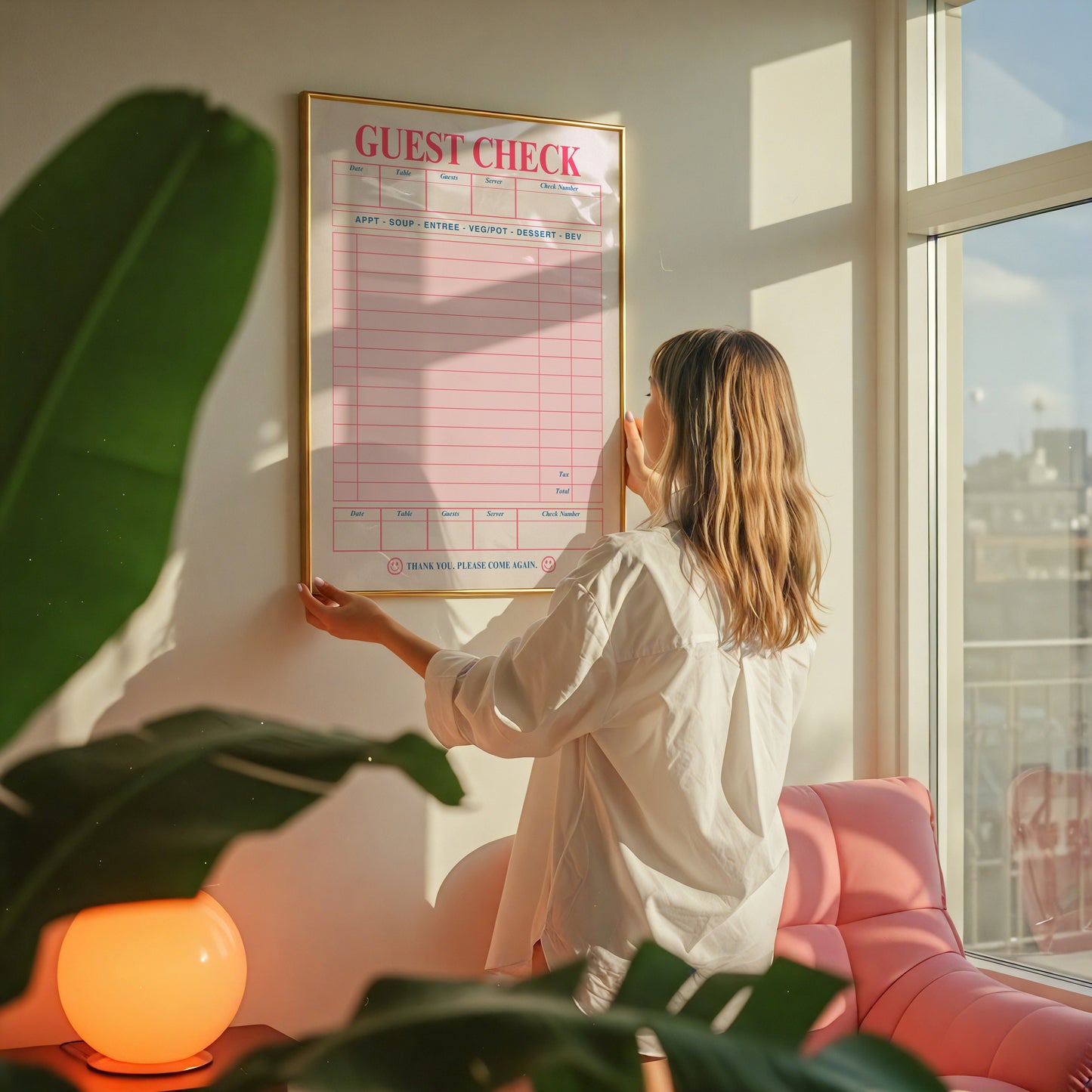 Retro Pink Blank Guest Check - Digital Print