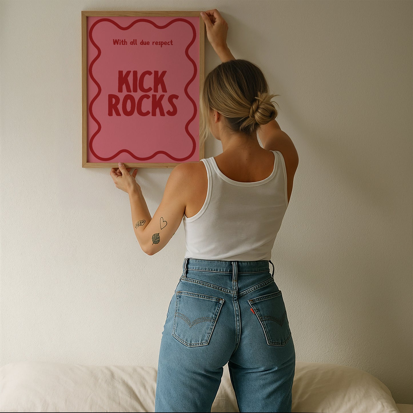 With All Due Respect Kick Rocks Funny Art - Digital Print