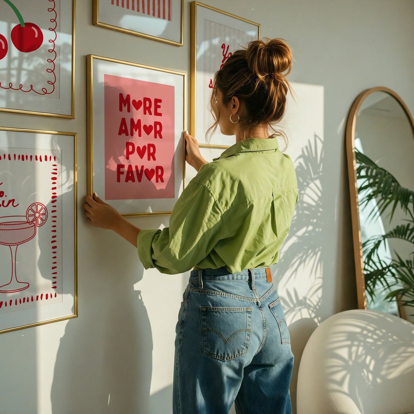 Red & Pink Trendy Gallery Set of 5 - Digital Print