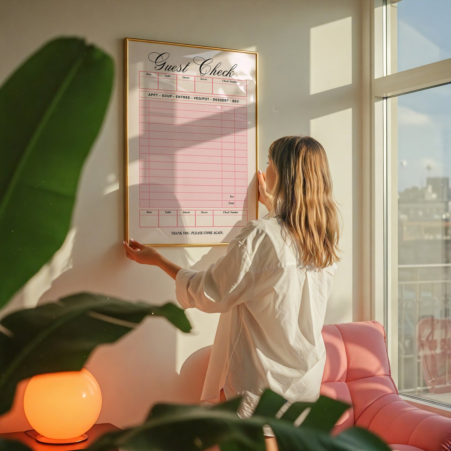 Retro Pink Blank Guest Check - Digital Print