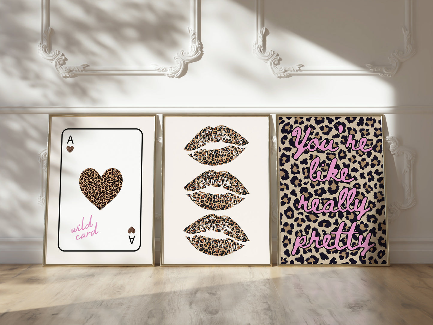Leopard Lips Art Set of 3 Gallery Prints - Digital Print