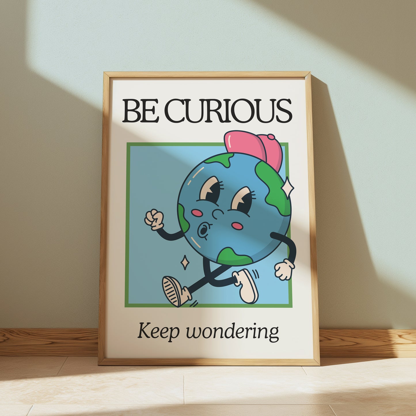 Be Curious Quote Vintage Mascot Classroom Art - Digital Print