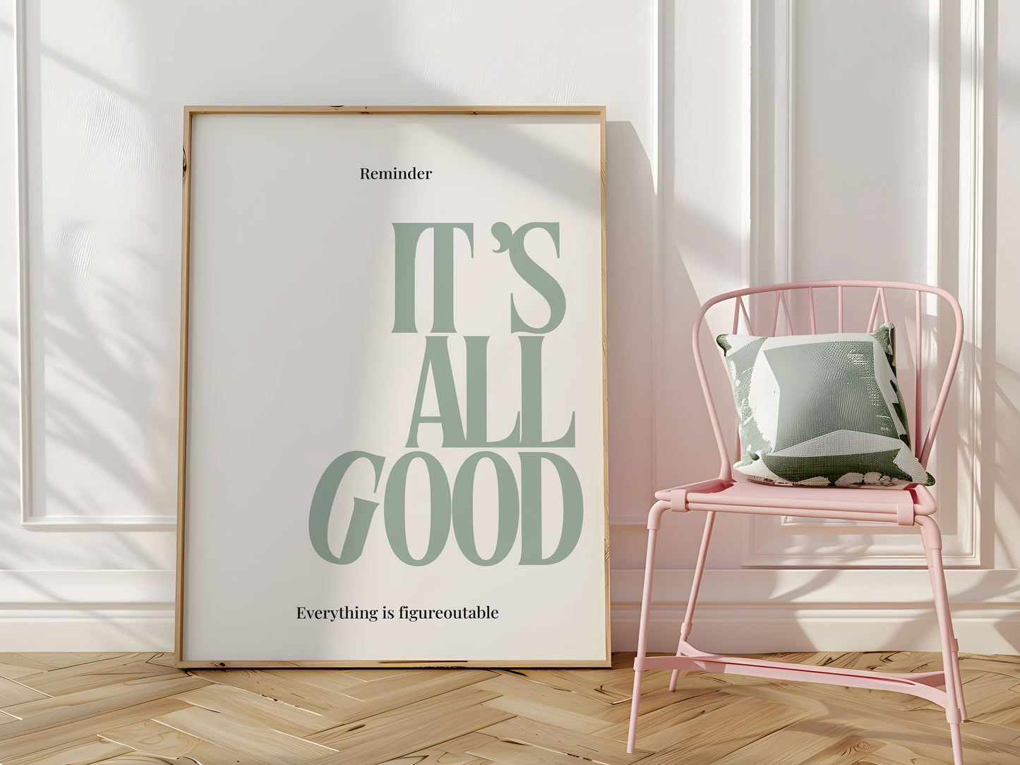 Sage Green It's All Good Typography Art - Empowerment Print - Digital Print