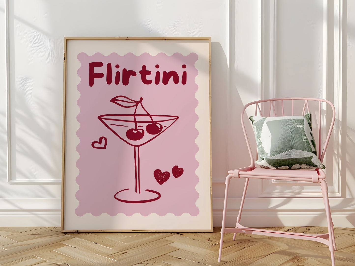 Pink Flirtini Cocktail Art Print - Digital Print