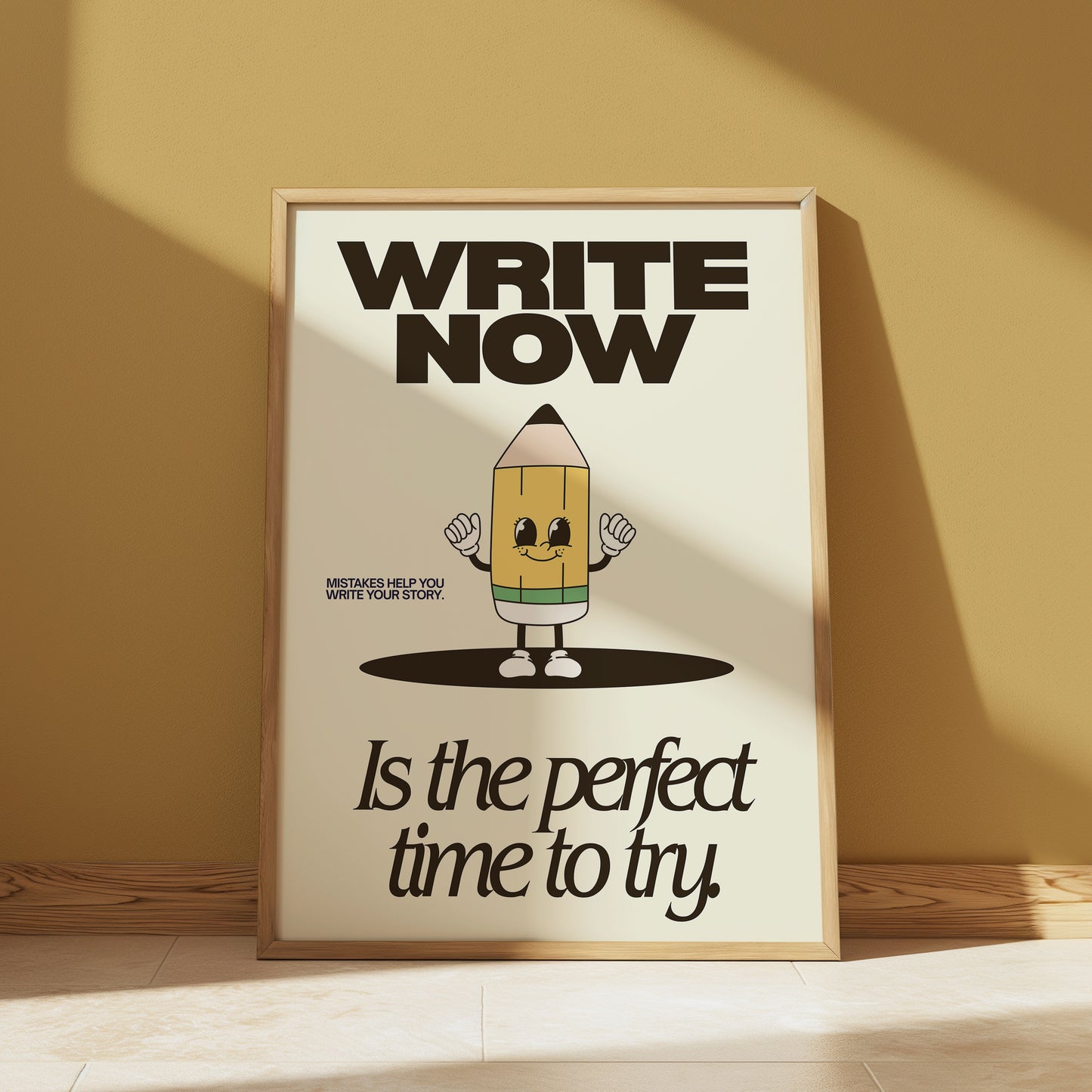 Write Now Cute Pencil Character Classroom Art - Digital Print