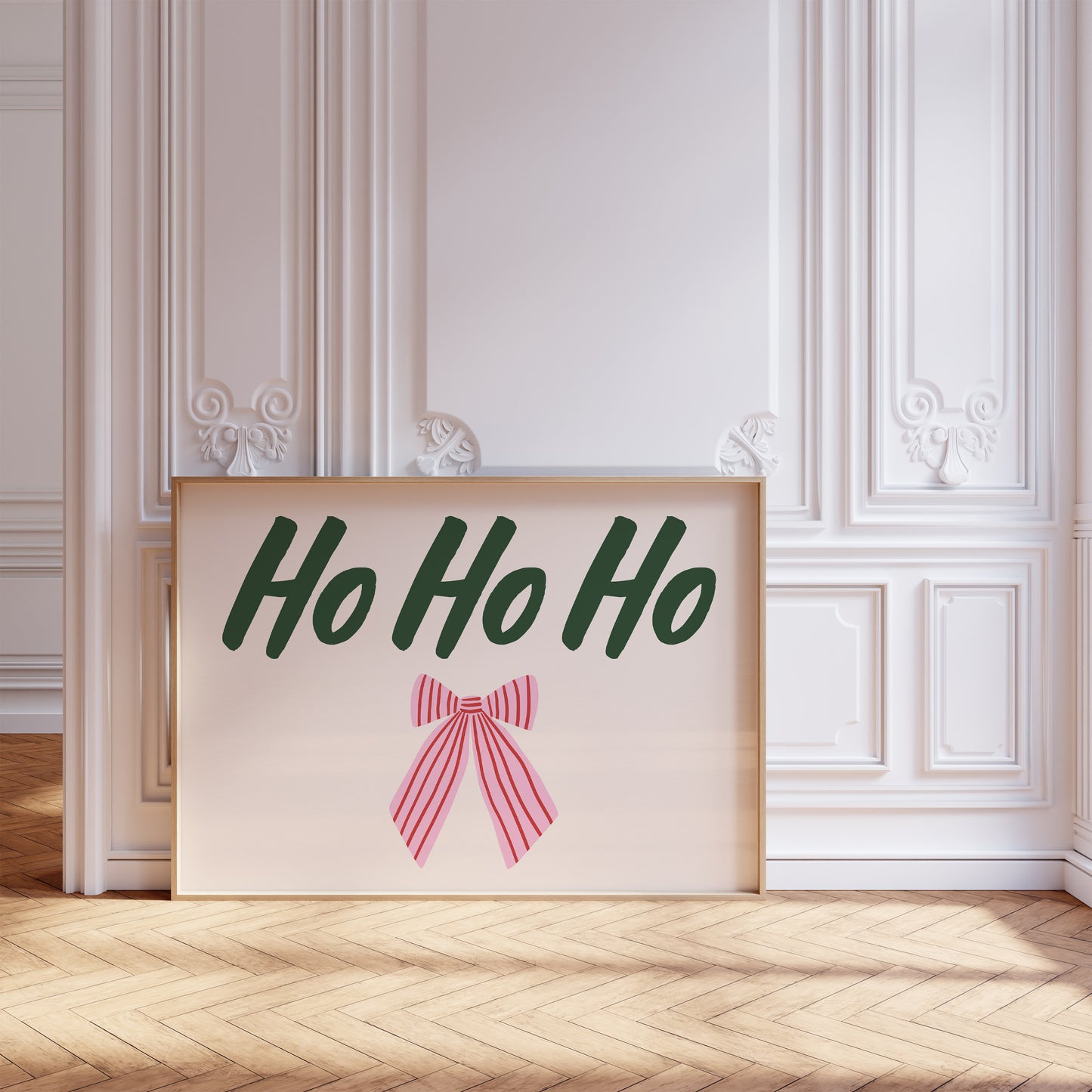 Ho Ho Ho Christmas Bow Art - Digital Print