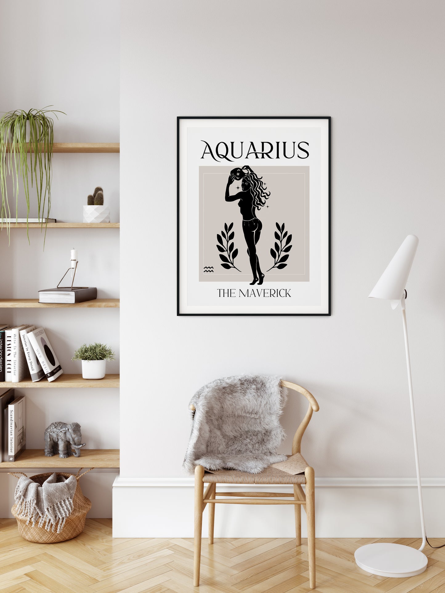 Zodiac Aquarius Goddess Wall Art Print, Sun Sign Art