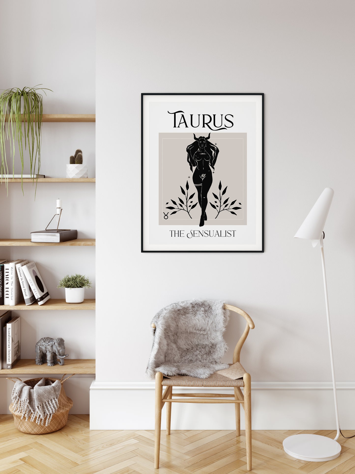 Zodiac Taurus Goddess Wall Art Print, Sun Sign Art
