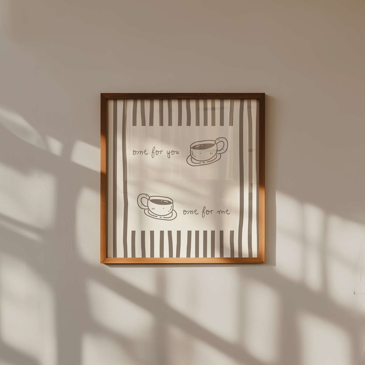 One For You, One For Me | Coffee Cups Striped Print