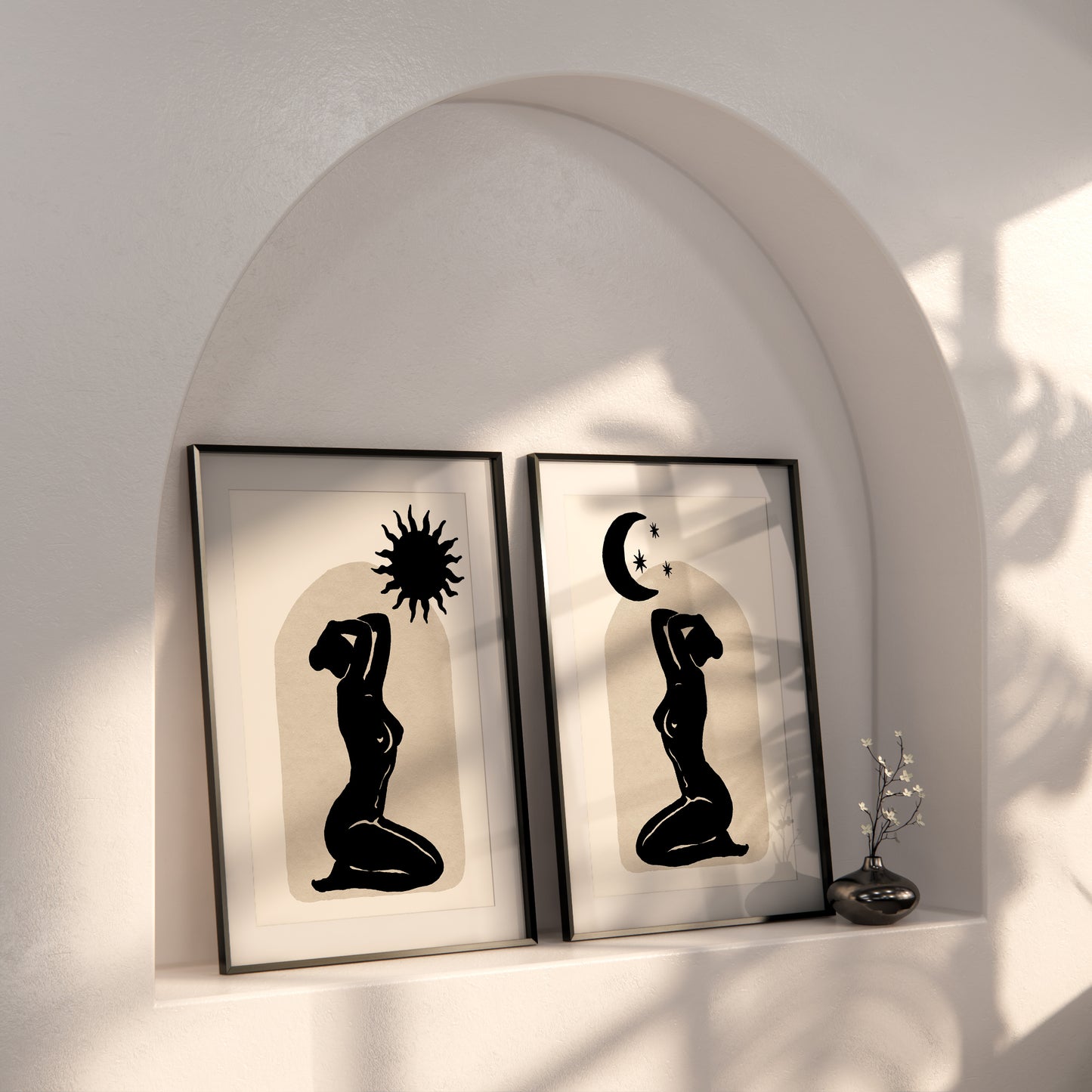 Celestial Sun & Moon Goddesses Art Set
