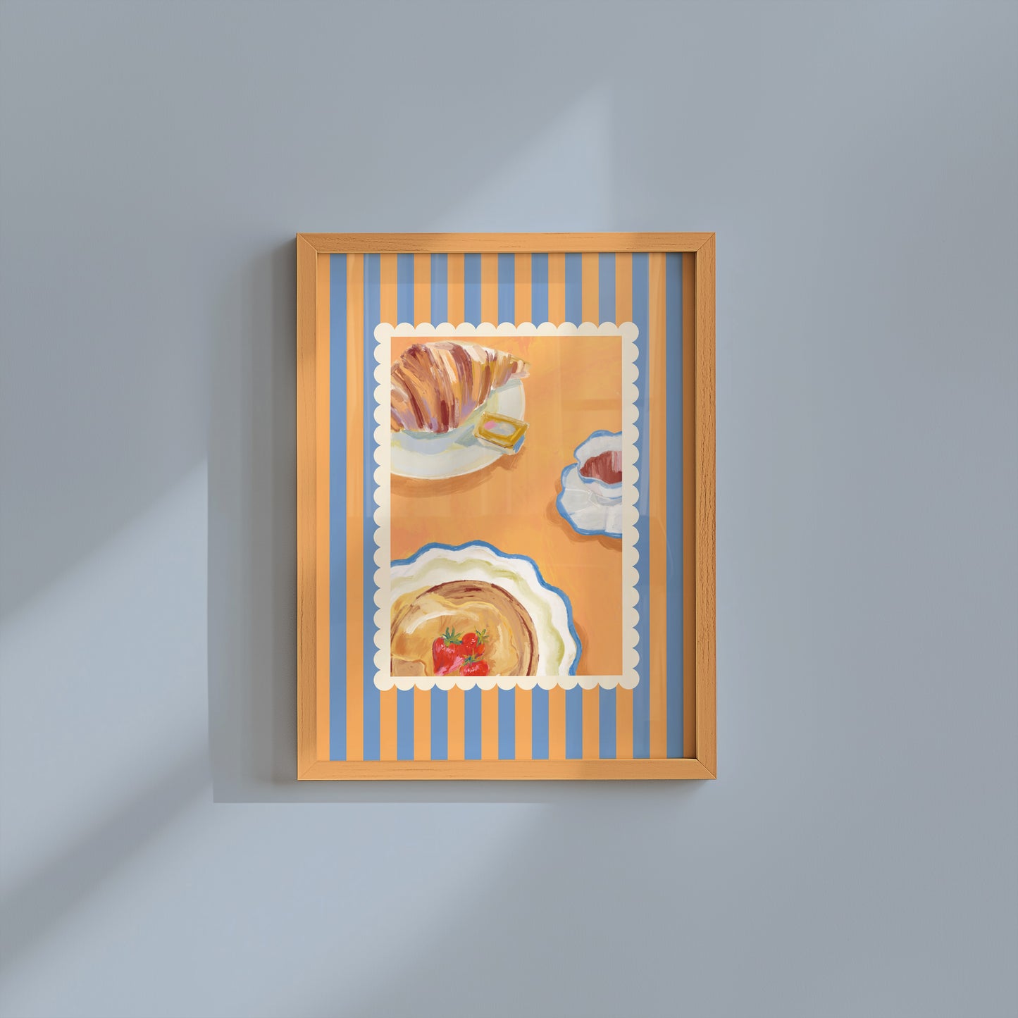 Striped Breakfast Art Print -  Digital Print