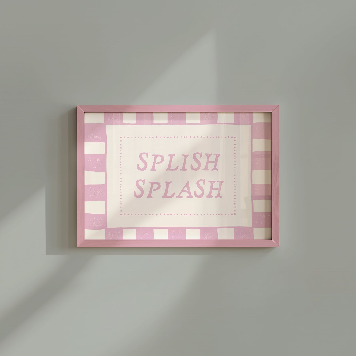 Splish Splash Pink Checkered Bathroom Print - Digital Print