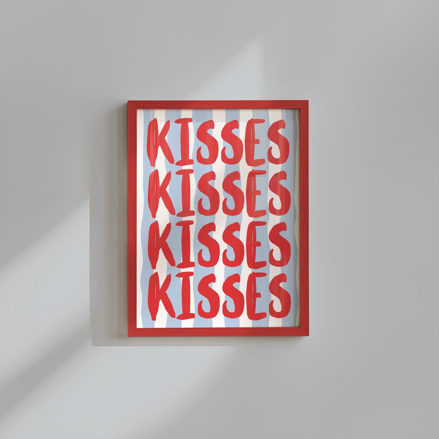 Red & Blue Striped Striped Kisses Print - Digital Print