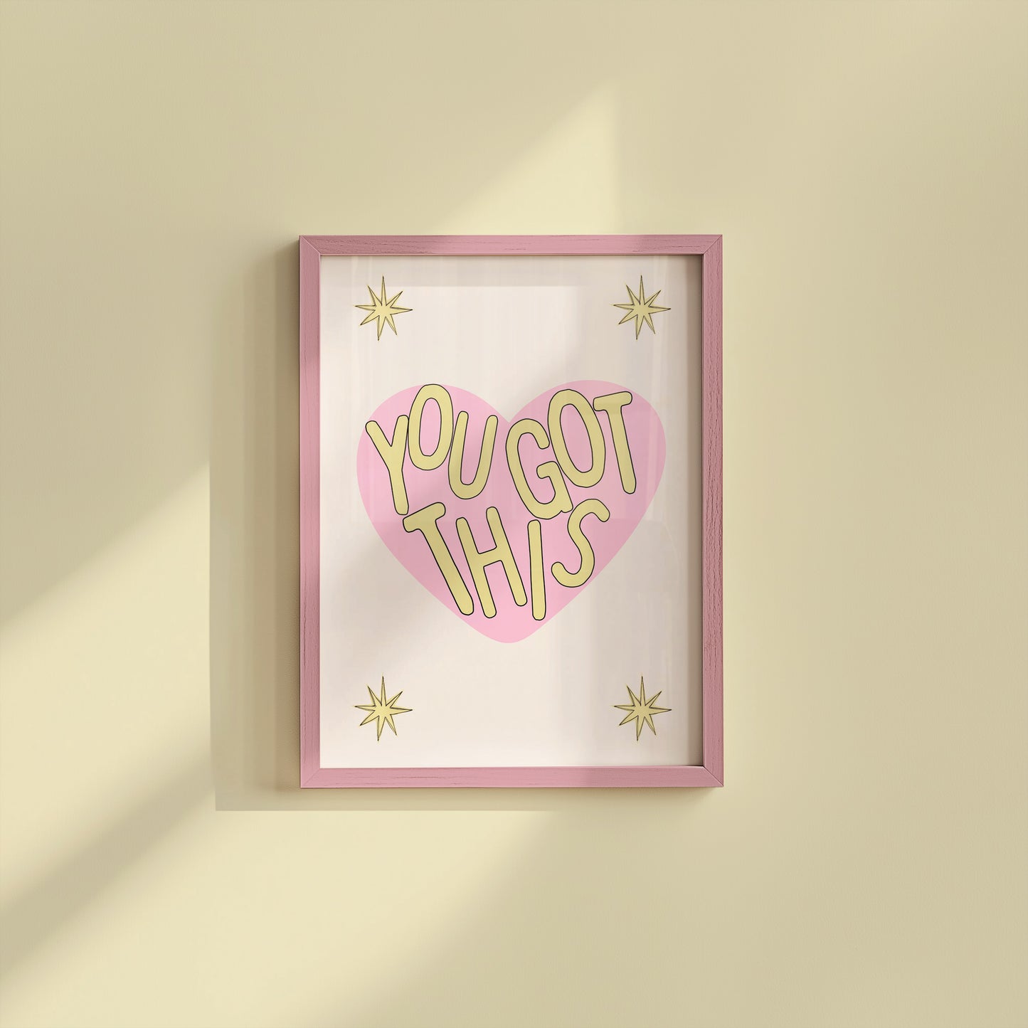 You Got This Pink & Yellow Heart Art