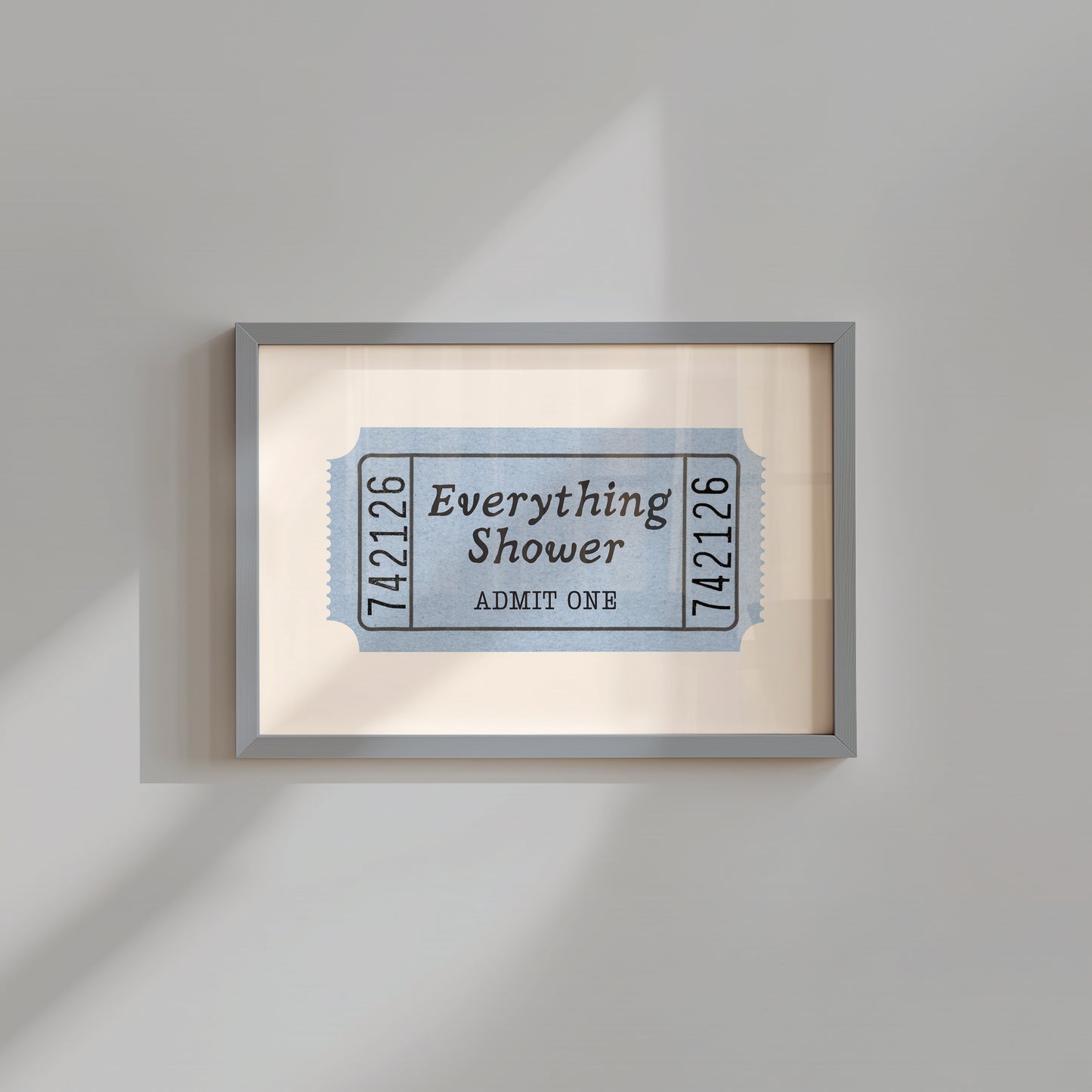 Everything Shower Retro Ticket Bathroom Sign - Digital Print ( Horizontal )